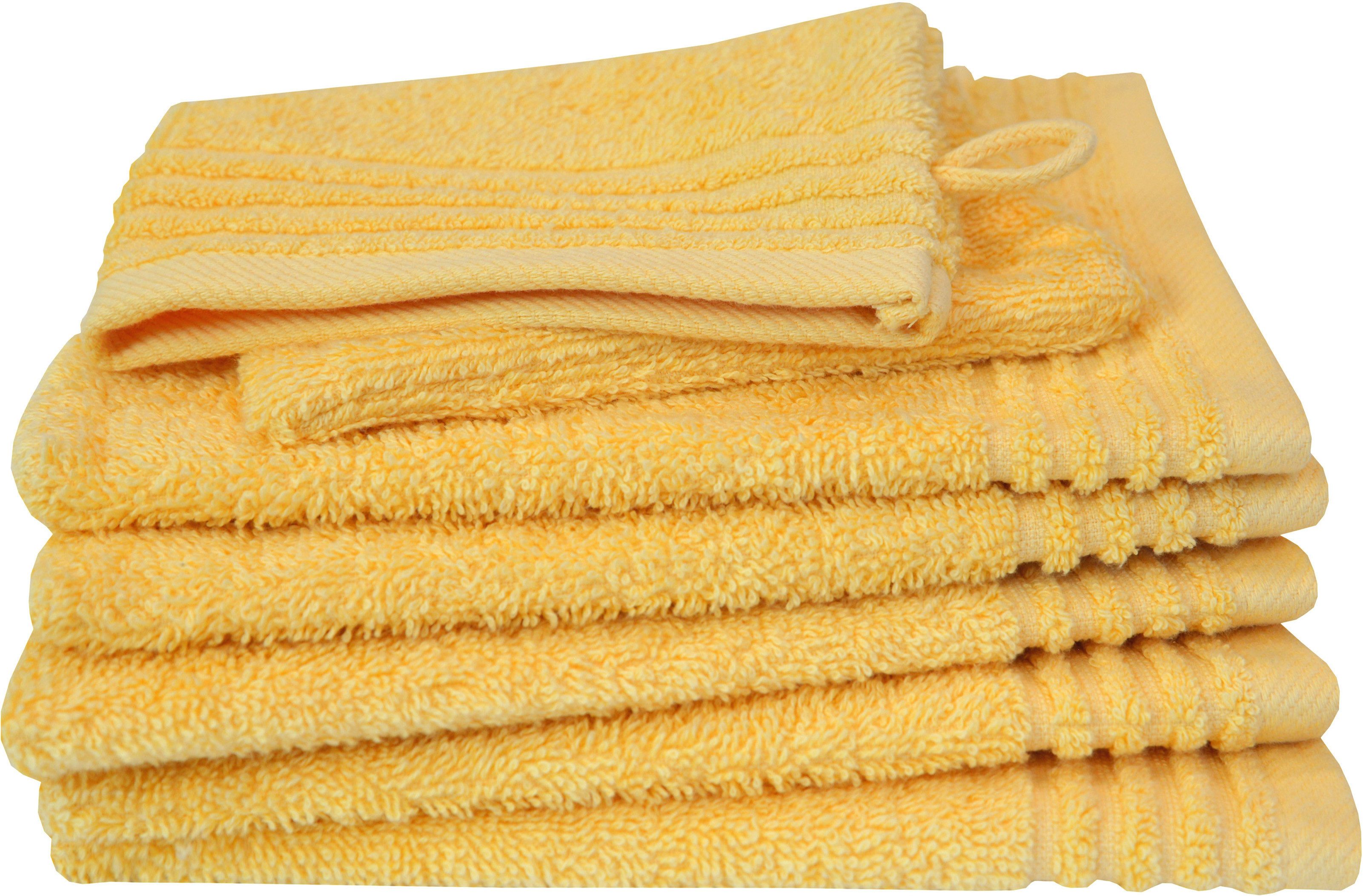 Dyckhoff Waschhandschuh Waschhandschuh-Set BRILLANT 6-tlg., Baumwolle, 550 g/m², Frottier (Packung, 6-St), Baumwolle
