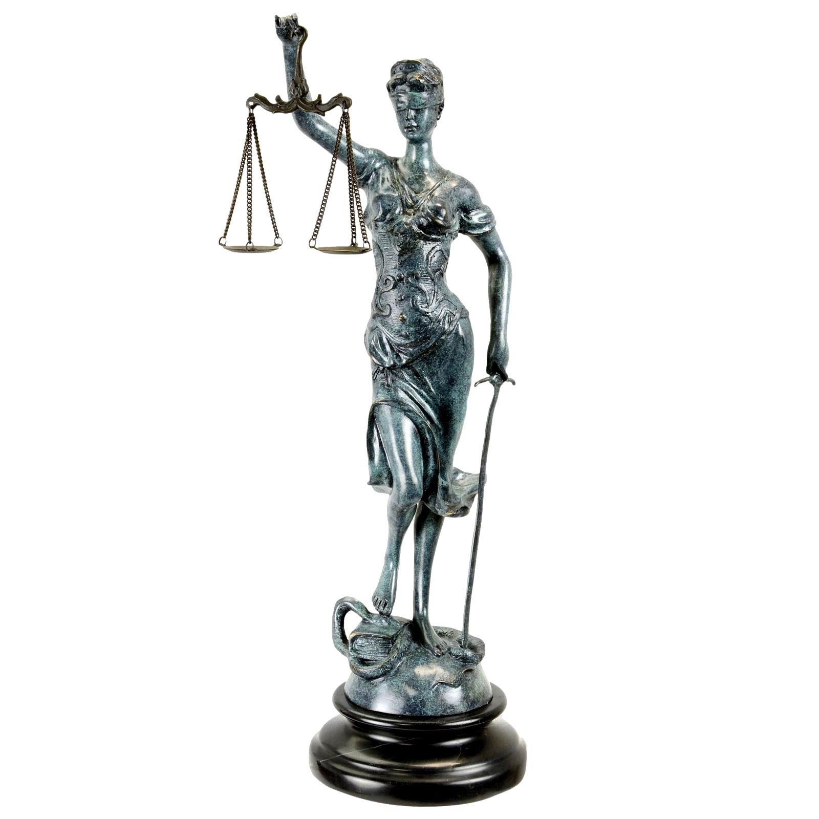 Aubaho Skulptur Bronzefigur Justitia Justizia mit Waage Bronze Skulptur Statue Antik-S