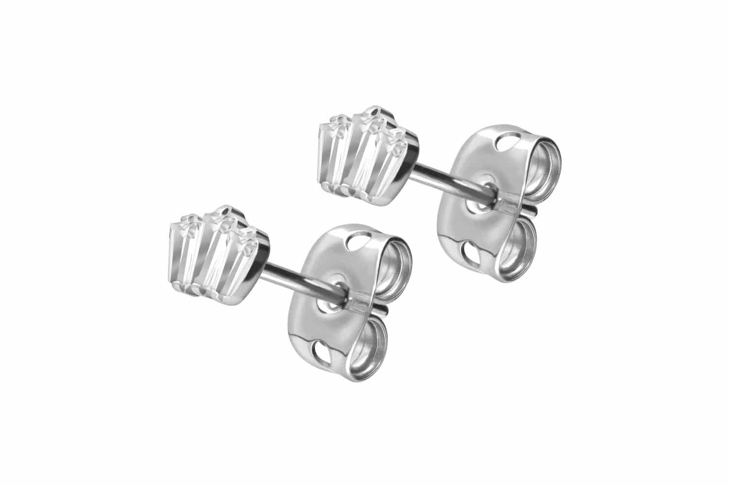 Paar Ohrstecker Titan Ohrstecker 3 EINGEFASSTE KRISTALLRECHTECKE