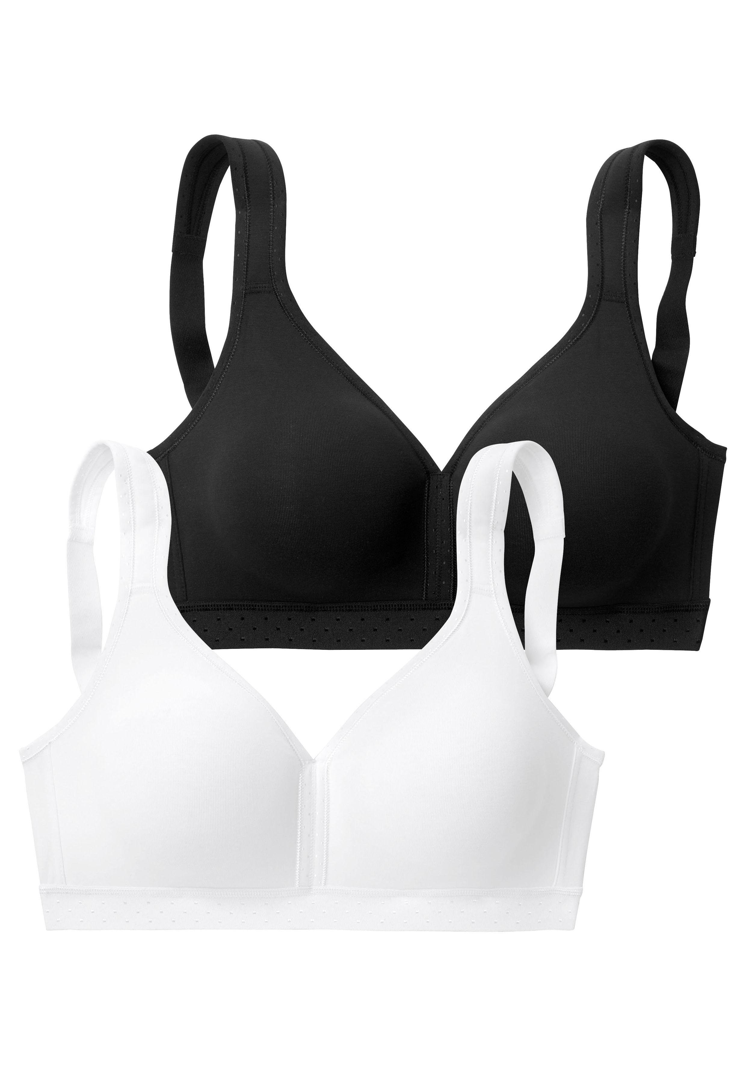 petite fleur by Lascana Entlastungs-BH, BH ohne Bügel, Baumwoll-BH, Soft-BH (Packung, 2 Stück) mit breiten Trägern, große Größen, bequemer BH – Bild 2 von 5