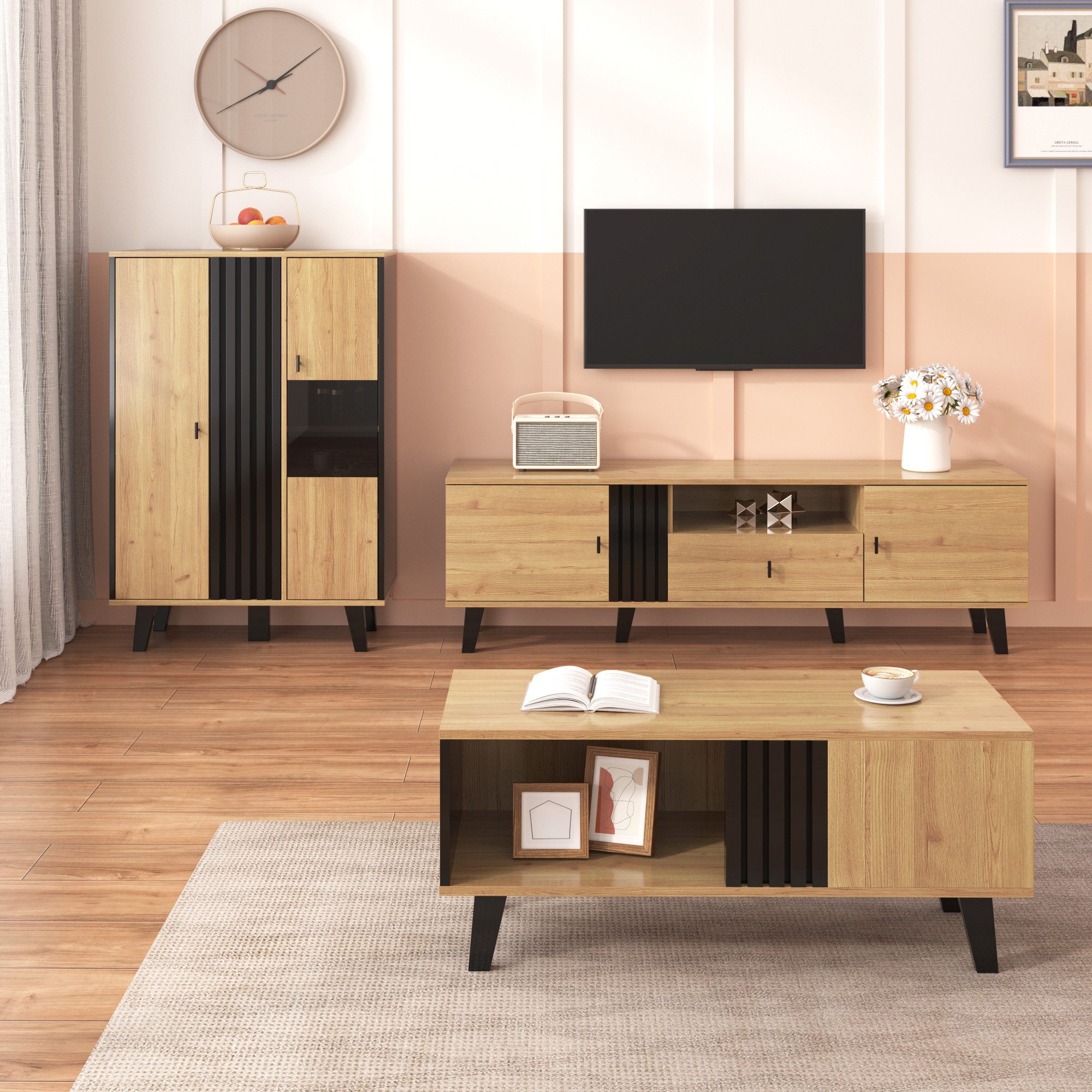 STILVORA Sideboard Wohnzimmermöbel Set – Couchtisch,TV-Schrank&Sideboard,in günstig online kaufen