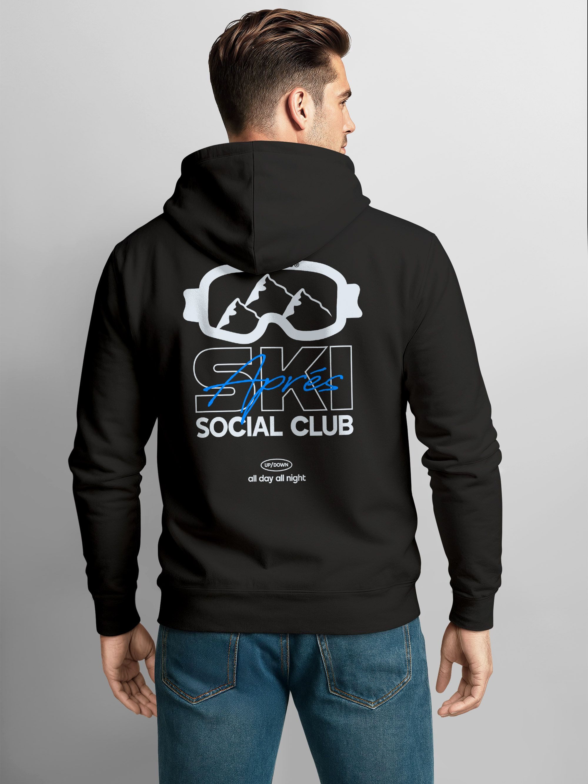 Neverless Hoodie Herren Hoodie Backprint Après Ski Social Club Skifahren Snowboarden