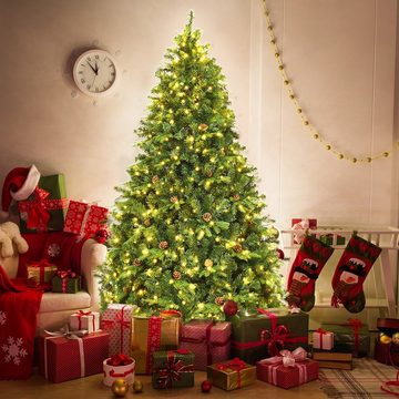 COSTWAY Künstlicher Weihnachtsbaum, mit 925 PVC & PE Spitzen & 460 LEDs