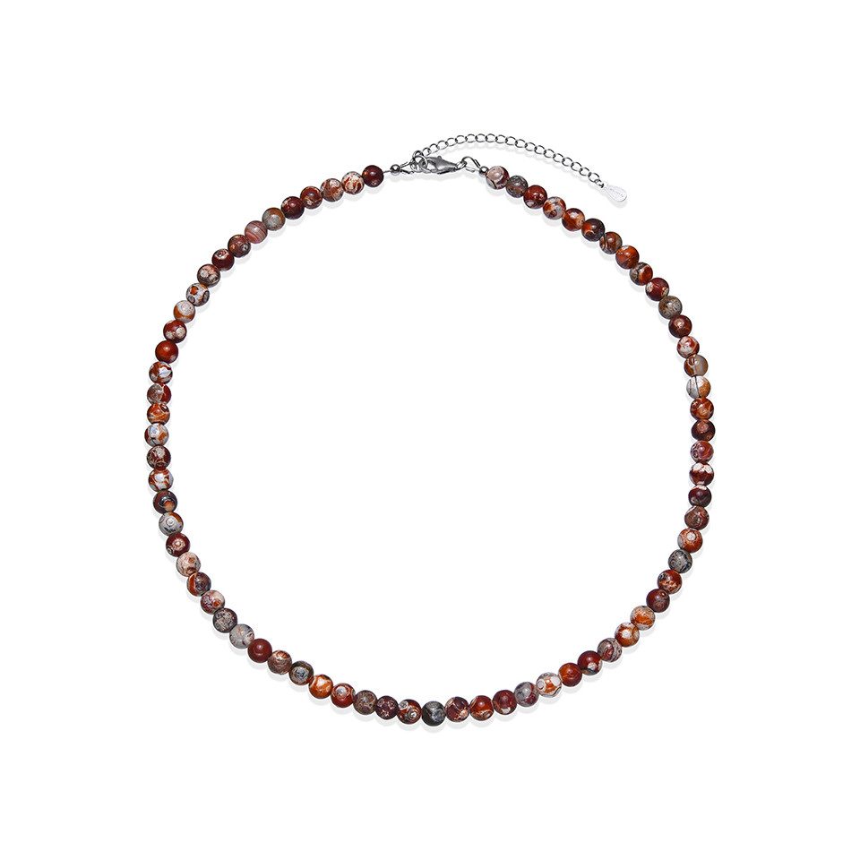 Silberkette Mongolischer Roter Achat Perle Sterling Halskette, 105 ct