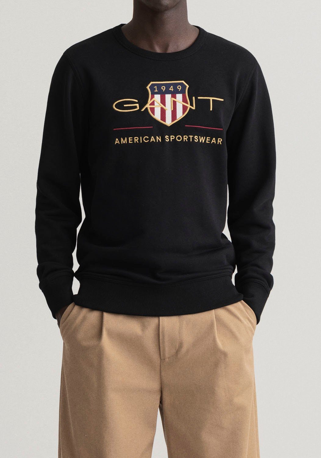 Gant Sweatshirt ARCHIVE SHIELD C-NECK mit Rundhalsausschnitt black geripptem