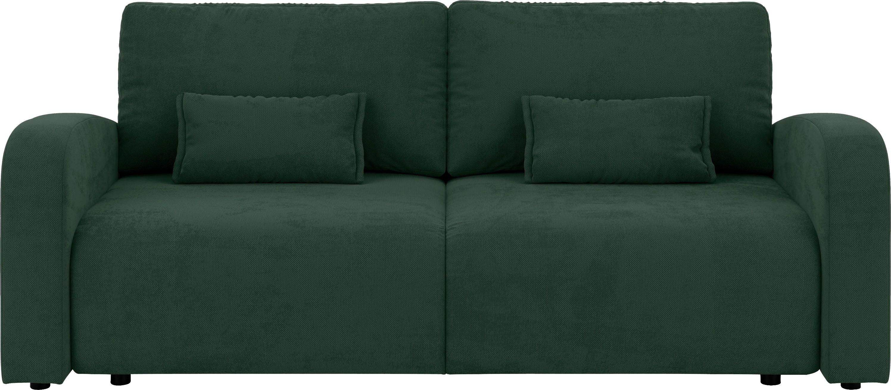 OTTO home 3-Sitzer JIGGS wahlweise Schlafsofa mit Bettkasten, Maße B/H/T: 228/96/110 cm, Sofa mit Wellenunterfederung, enthält 2 Rückenkissen und 2 Zierkissen