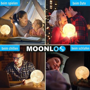 MAVURA LED Nachttischlampe MOONLOO Mondlampe Mondlicht 3D Nachtlicht Nachtlampe Mond Lampe Licht, Moon Light Touch Sensor