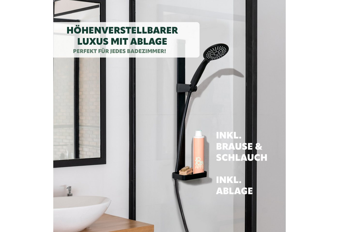 Thumbnail - bremermann Brausegarnitur Brausestangenset zum Kleben, schwarz