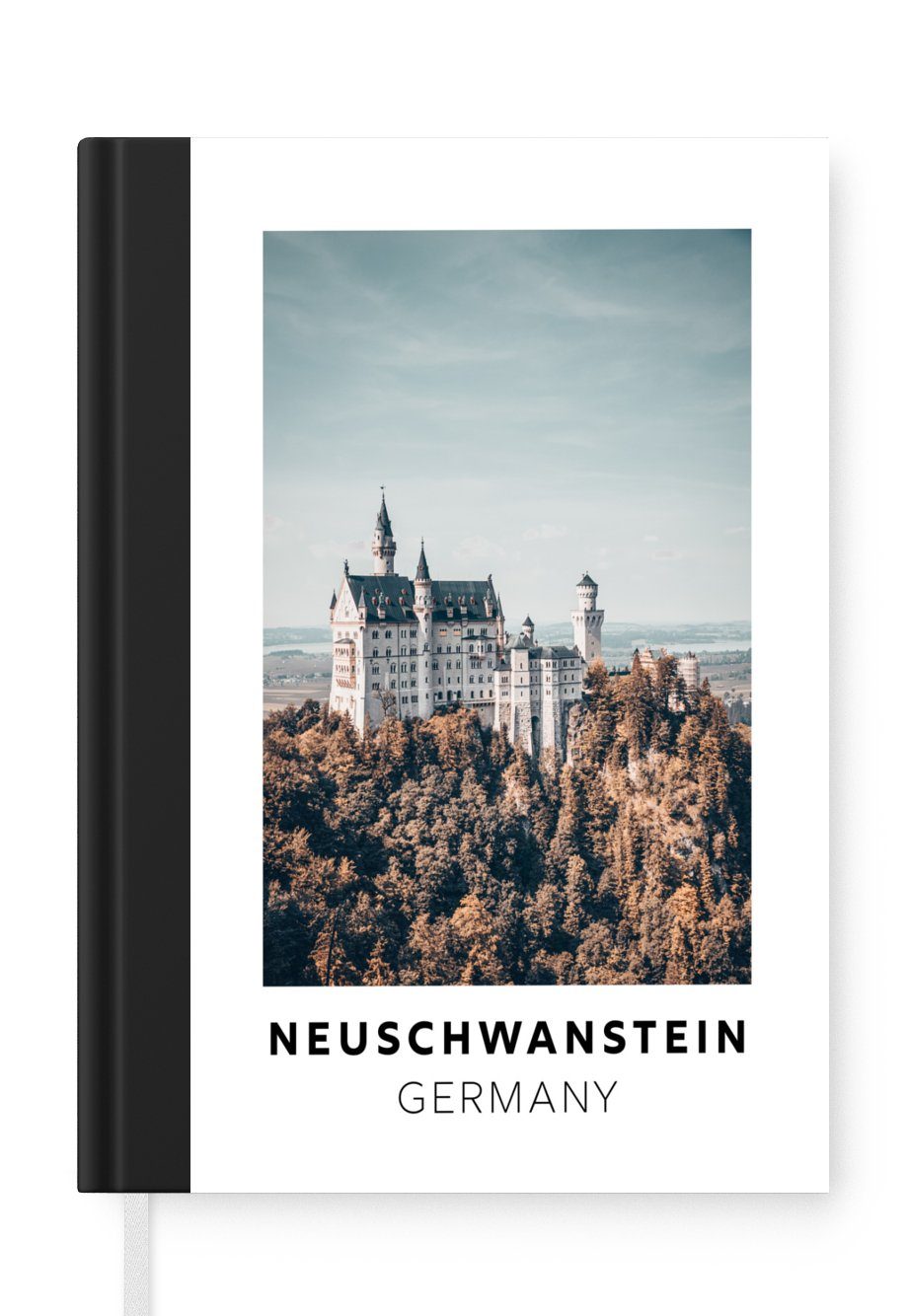 Journal, Notizbuch Haushaltsbuch Tagebuch, Merkzettel, MuchoWow - Seiten, - Notizheft, Wald, Deutschland A5, Schloss 98