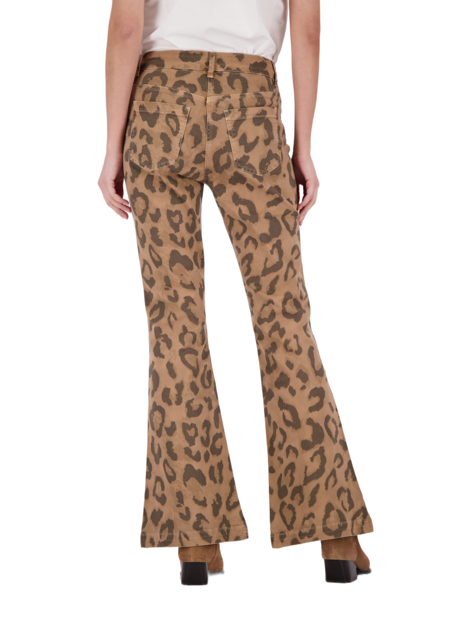 Monari Stoffhose braun, Casual, Baumwolle, Animalprint, Bootcut, Mittel