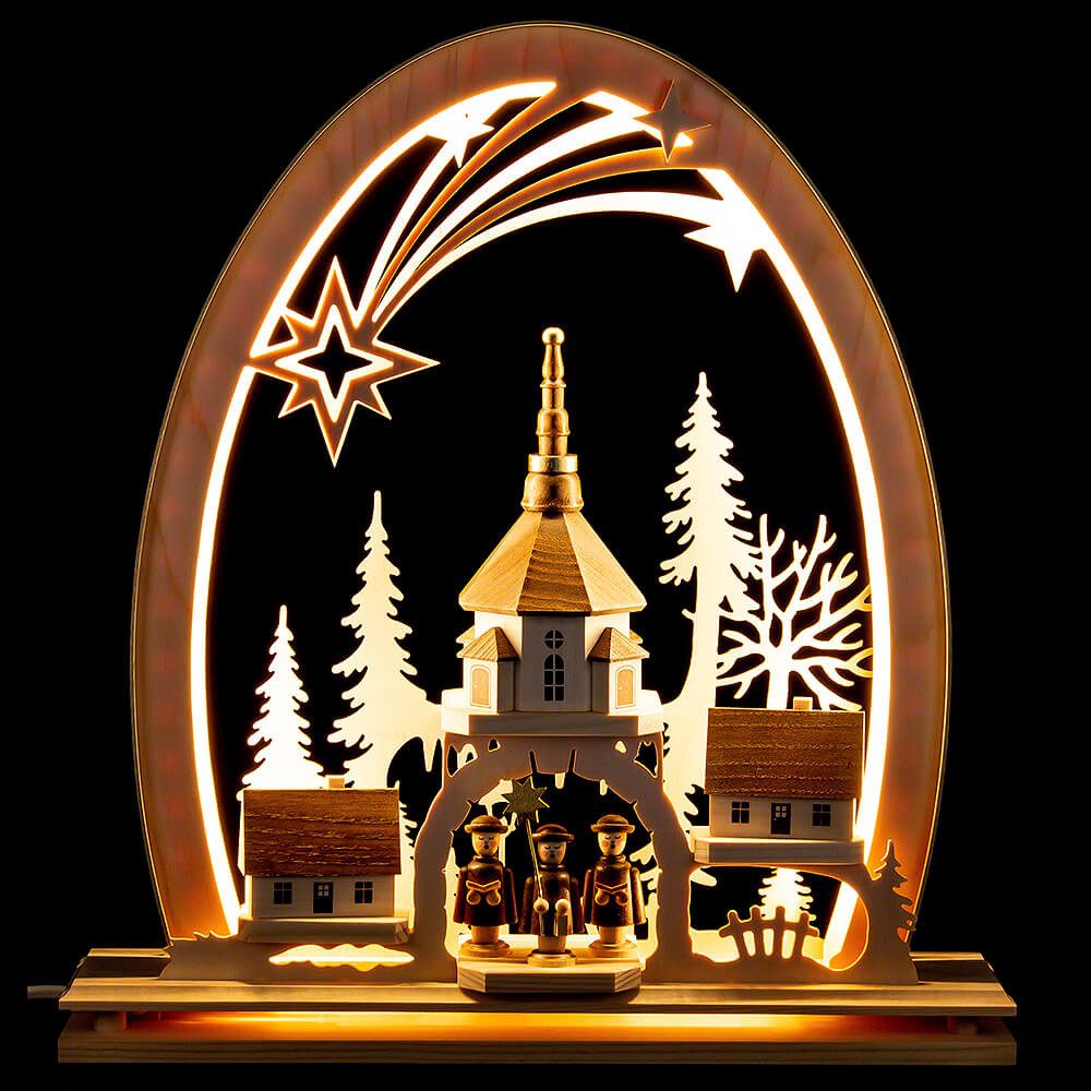 Manufaktur Holger Seidel Schwibbogen Seidelbogen Seiffener Kirche (31x33cm) von Manufaktur Seidel