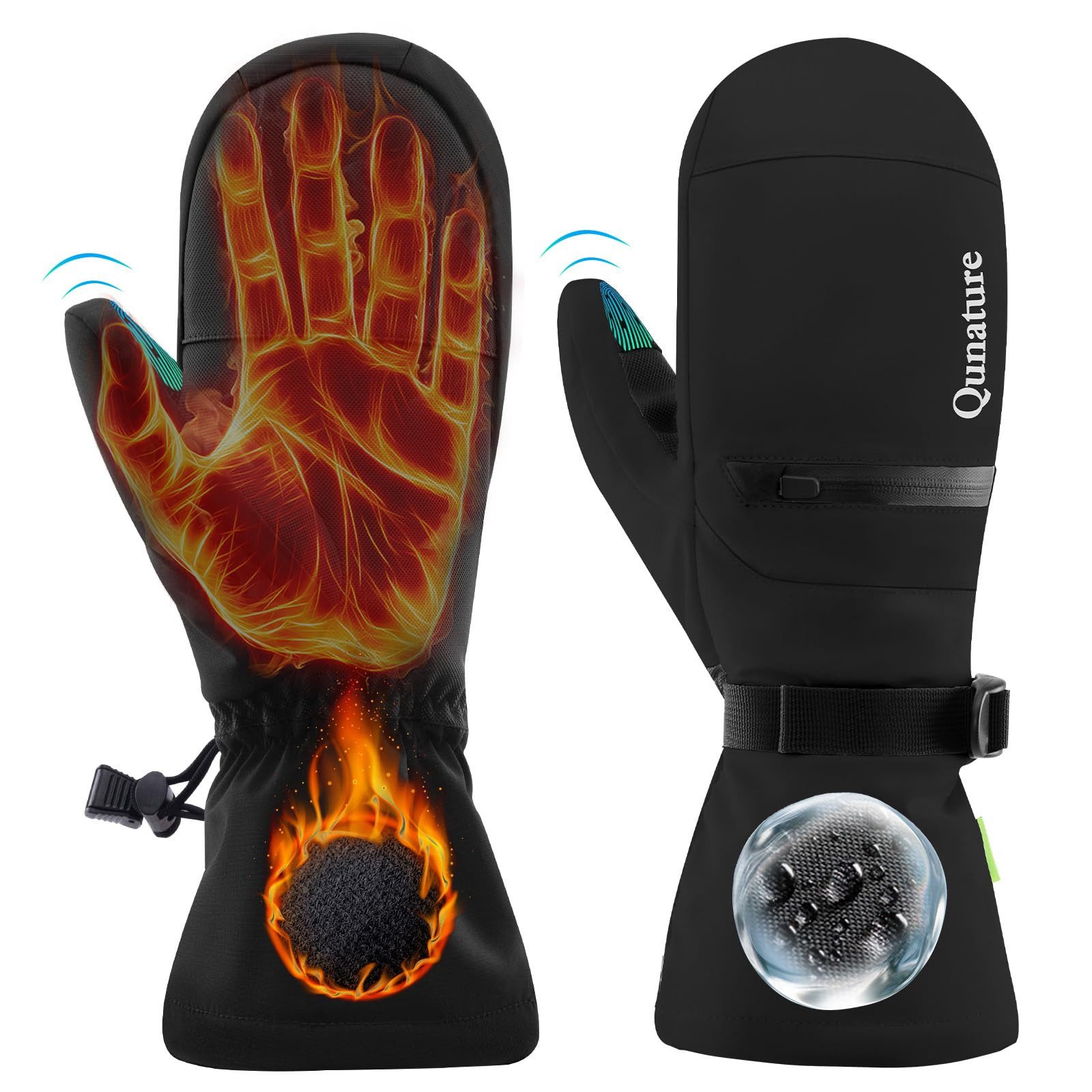 ROCKBROS Skihandschuhe Wasserdicht, Vollfingerhandschuhe, wärmend, mit Touchscreen-Funktion Touch screen function