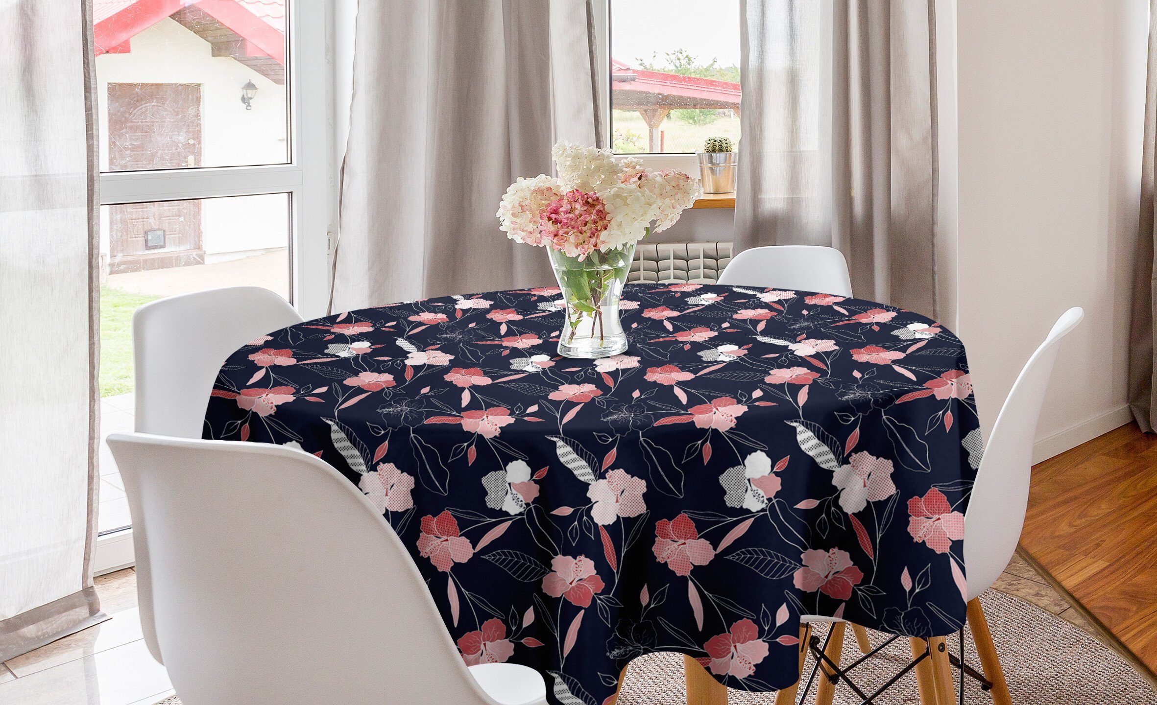 Abakuhaus Tischdecke Kreis Tischdecke Abdeckung für Esszimmer Küche Dekoration, Blumen Modernistic Empfindliche Blumen