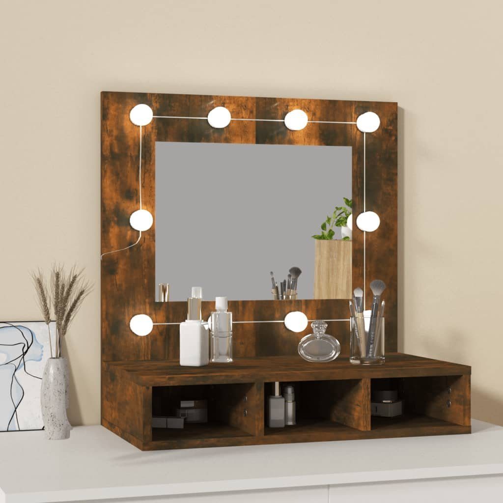 (1-St) 60x31,5x62 cm mit Badezimmerspiegelschrank LED Räuchereiche vidaXL Spiegelschrank