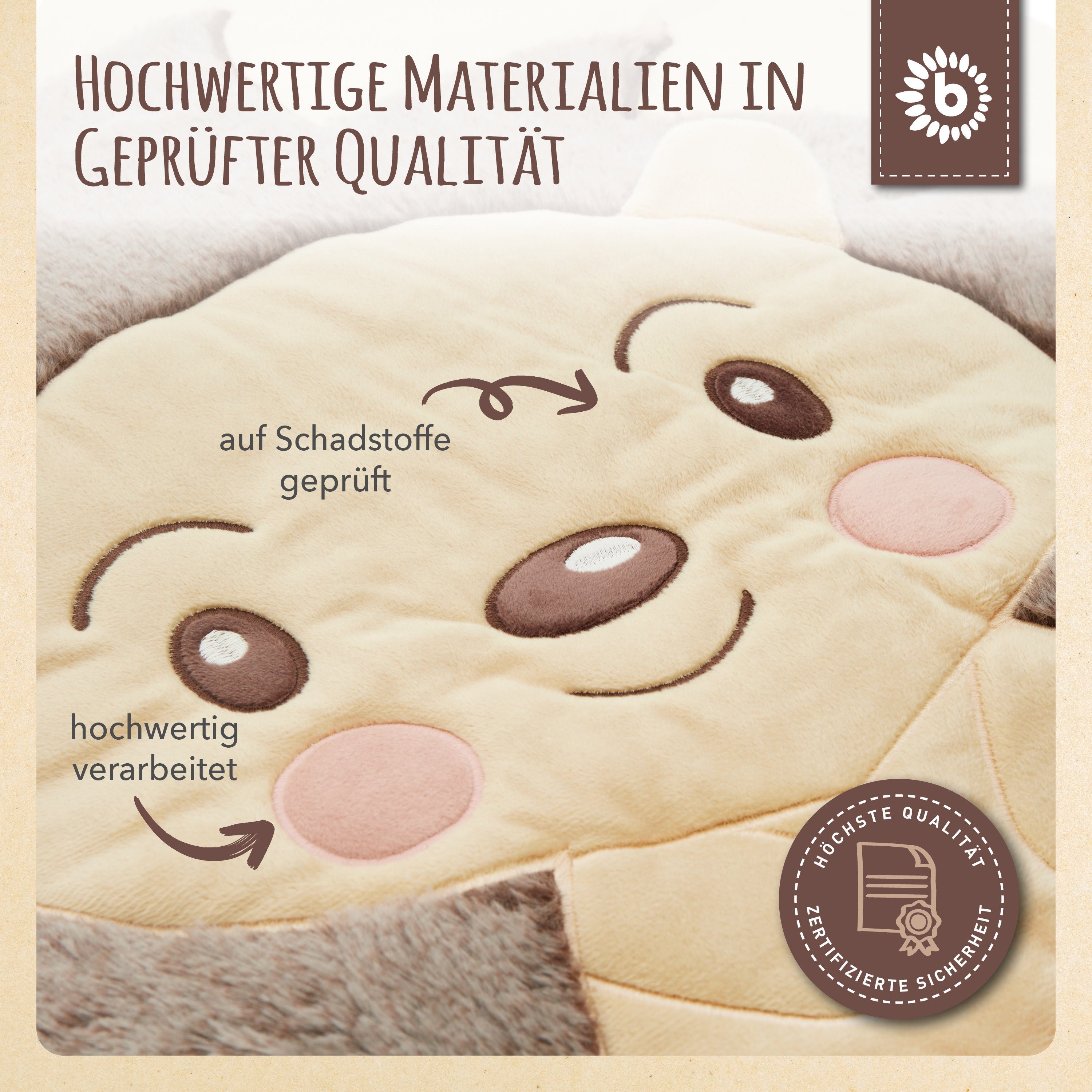 Krabbeldecke Bieco Baby Krabbeldecke Ø 70 cm Igel Motiv Activity Decke Baby, BIECO