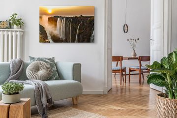 Sinus Art Leinwandbild 120x80cm Wandbild auf Leinwand Viktoriafälle Afrika Wasserfälle Sonnen, (1 St)