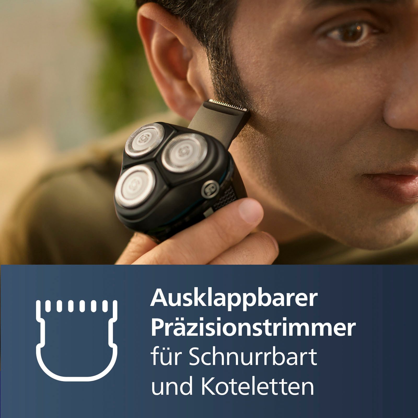 Philips Elektrorasierer Shaver Series 3000 S3243/12, Aufsätze: 1, ausklappbarer Präzisionstrimmer, 5-dimensional bewegl. Flex-Scherköpfe, Schutzkappe und Tasche schwarz