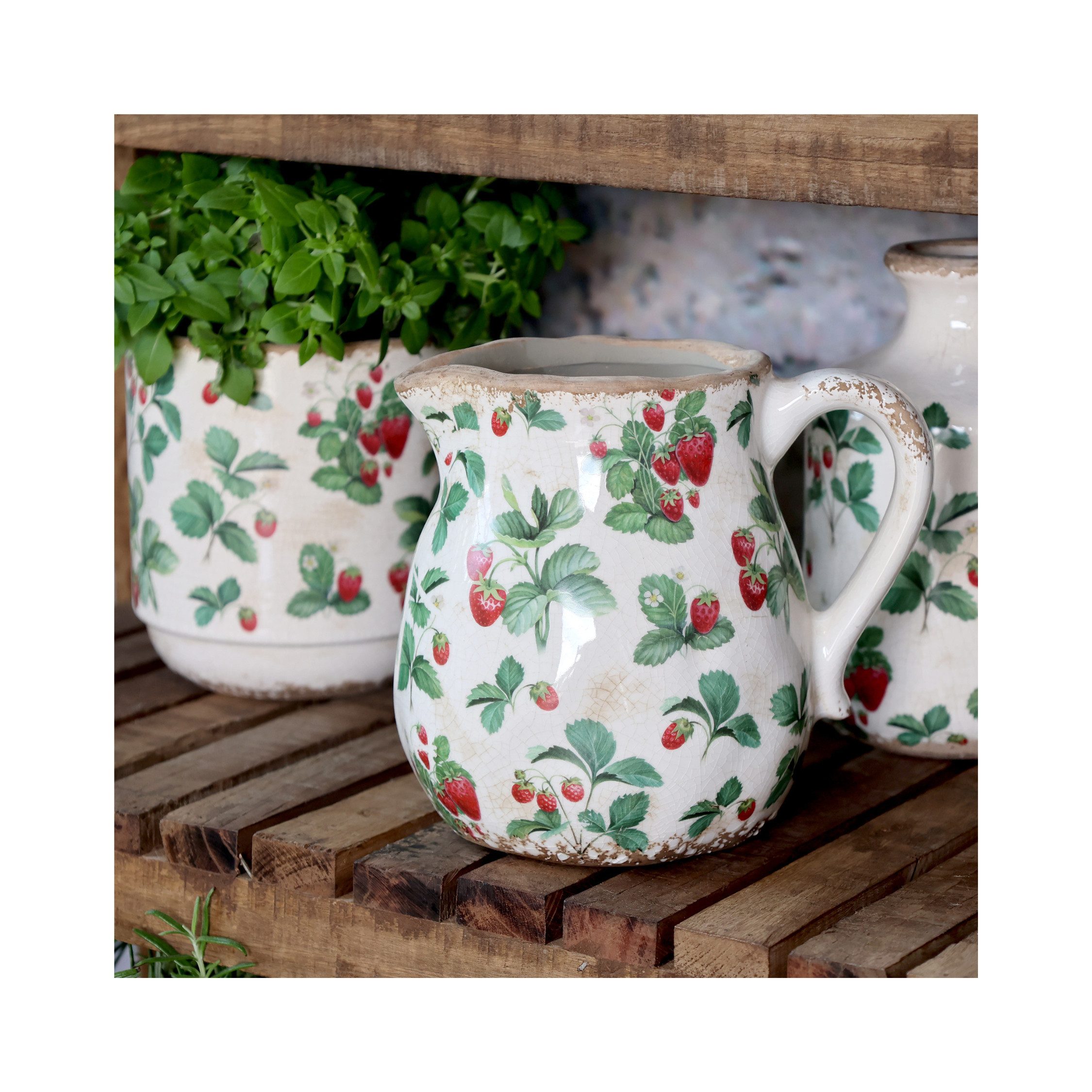 Chic Antique Dekovase Chic Antique Fraises Kanne mit Erdbeeren
