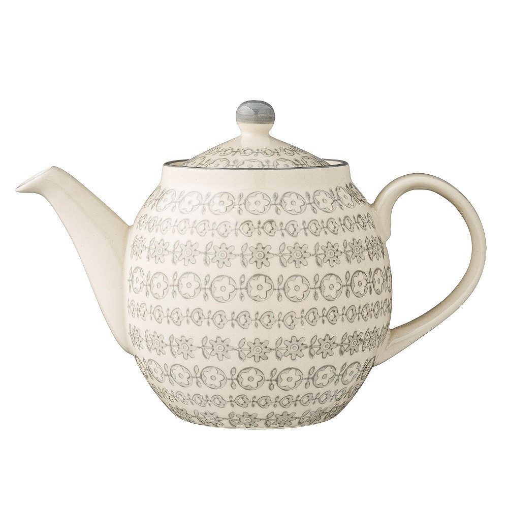 Bloomingville Kanne Bloomingville Karine Teekanne 1,2 Liter Grau Steingut, 1200 l, (Packung, 1 Teekanne)