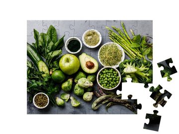 puzzleYOU Puzzle Avocado, Spargel, Apfel, Brokkoli: grünes Gemüse, 48 Puzzleteile, puzzleYOU-Kollektionen Küche, Essen und Trinken