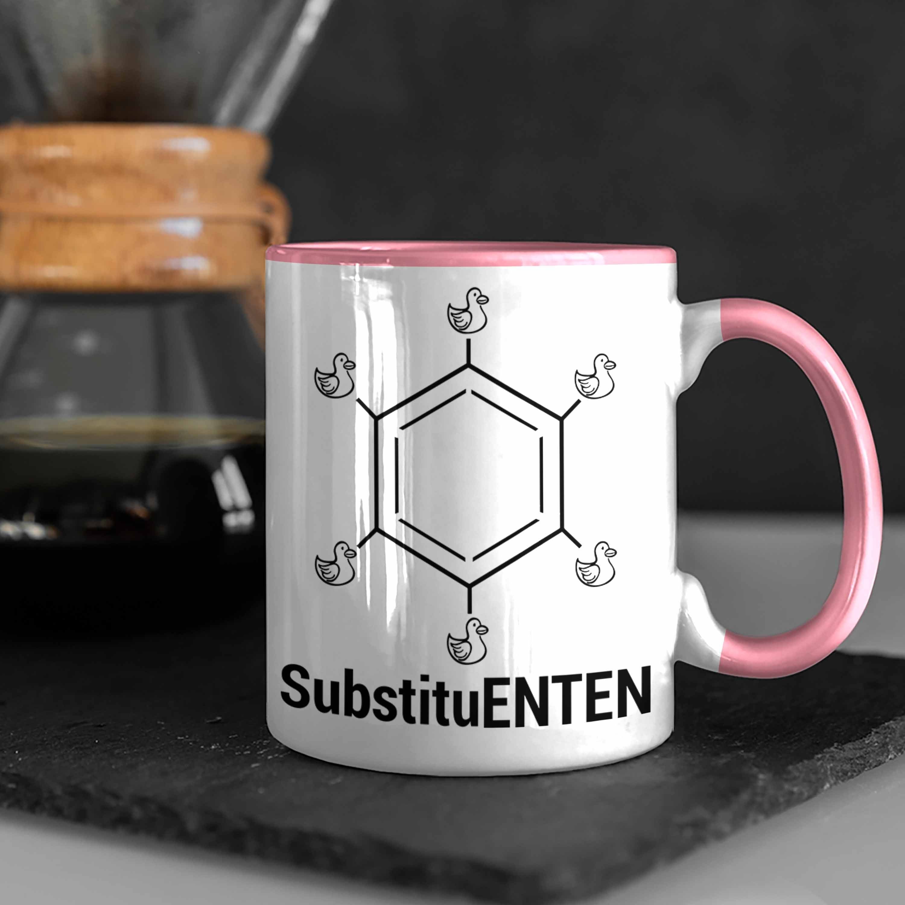 Organische Witz SubstituENTEN Kaffee Trendation Rosa Tasse Tasse Chemiker Chemie Chemie Ente