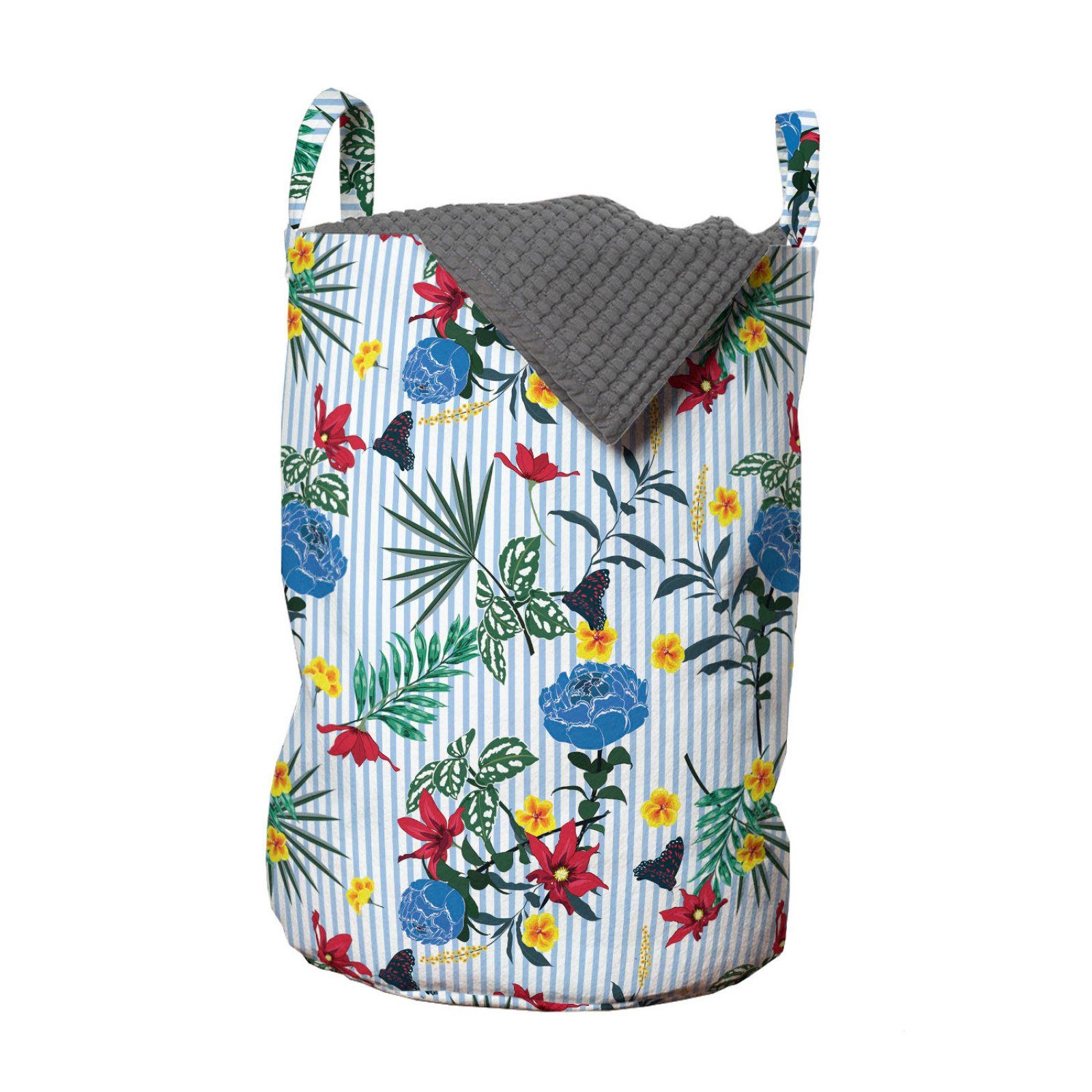 Wäschekorb Waschsalons, Griffen Wäschesäckchen mit Kordelzugverschluss Gartenarbeit für Stripes Abakuhaus Blumensträuße Bunte