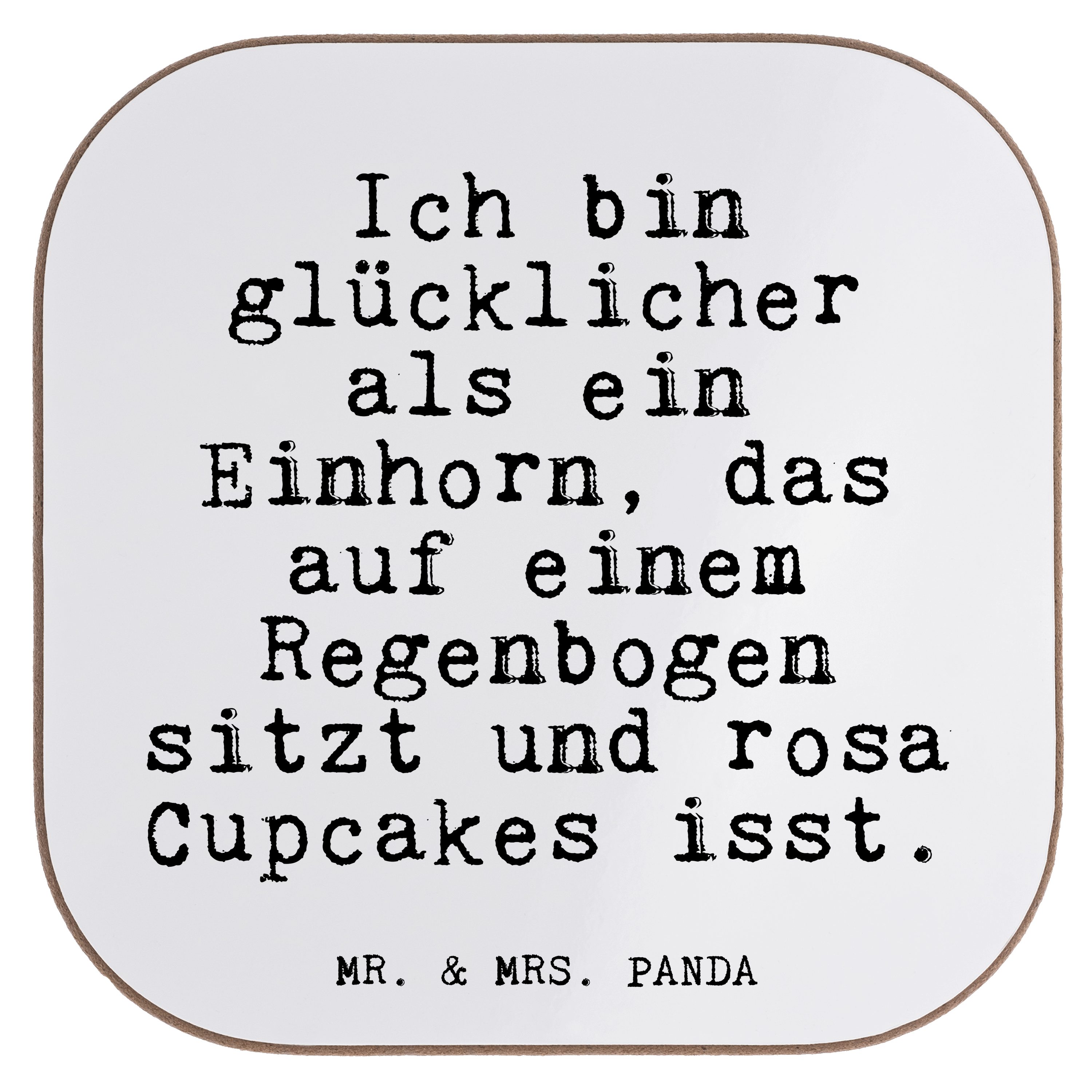Mr. & Mrs. Panda Getränkeuntersetzer »Ich bin glücklicher als... Weiß