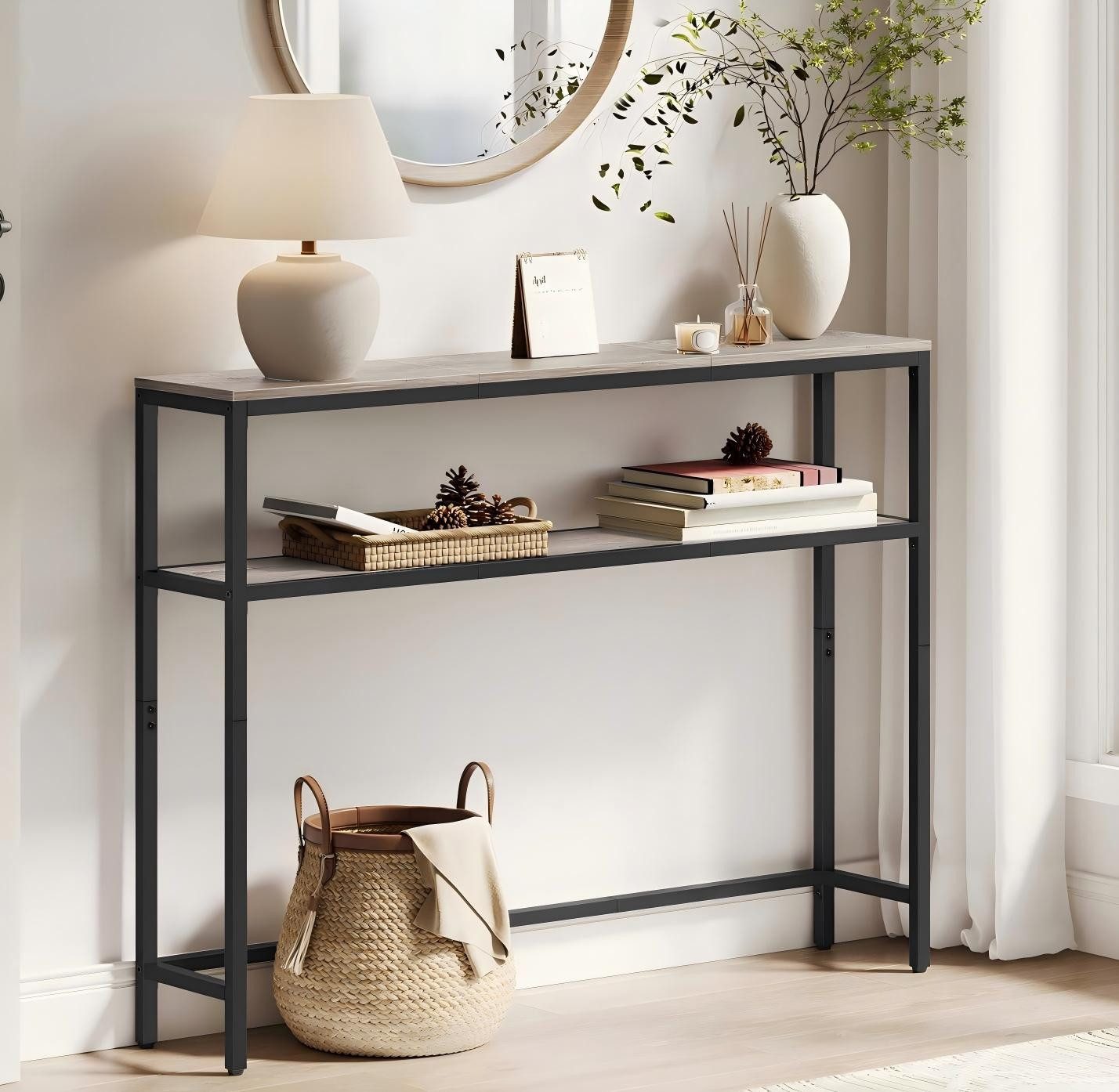 VASAGLE Konsolentisch, Konsolentisch, schmaler Sofatisch mit 2 Ablagen, 20 günstig online kaufen