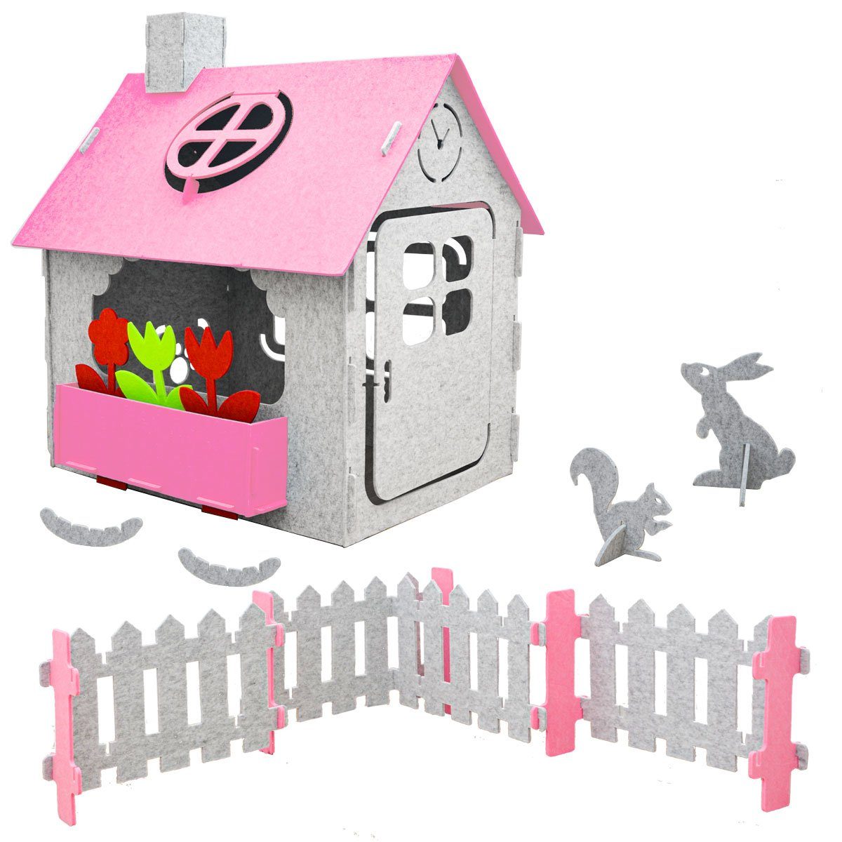 smalla Spielhaus Kinder Spielhaus aus Recycling Filz 110x100x124, Spielhaus  + Zaun + Zubehör online kaufen | OTTO