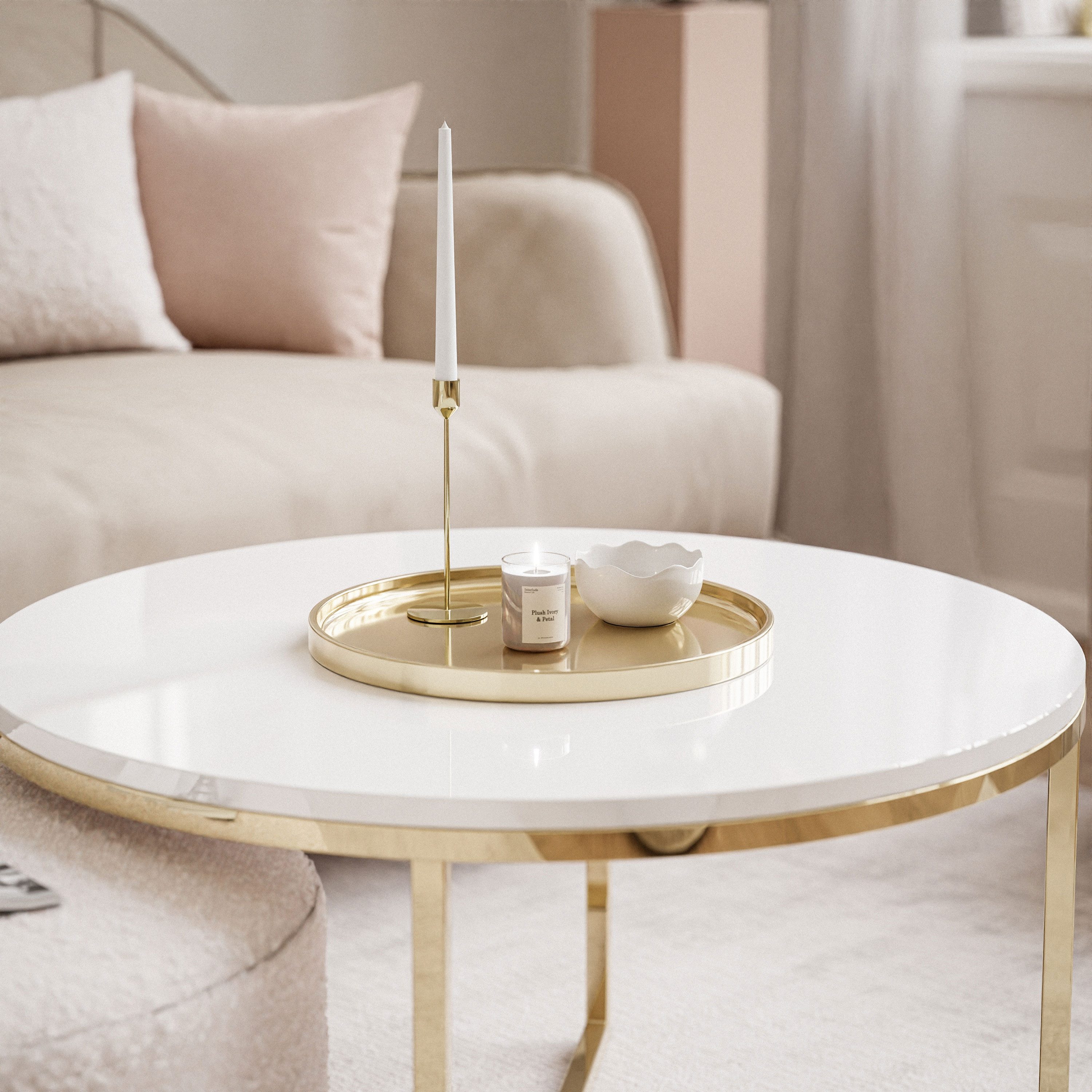 Lookway Couchtisch CIRI-X mit Hocker (Couchtisch mit einem Hocker), Durchmesser: ⌀70 cm