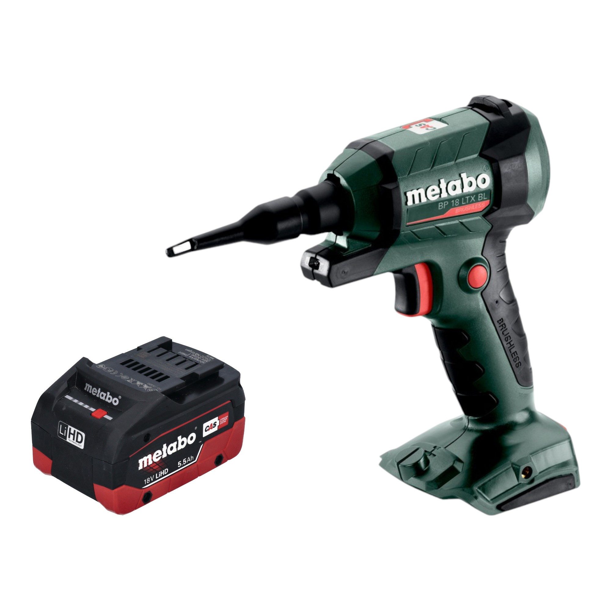 metabo Akku-Laubbläser BP 18 LTX BL Akku Blaspistole 18 V Brushless + 1x LiHD Akku 5,5 Ah