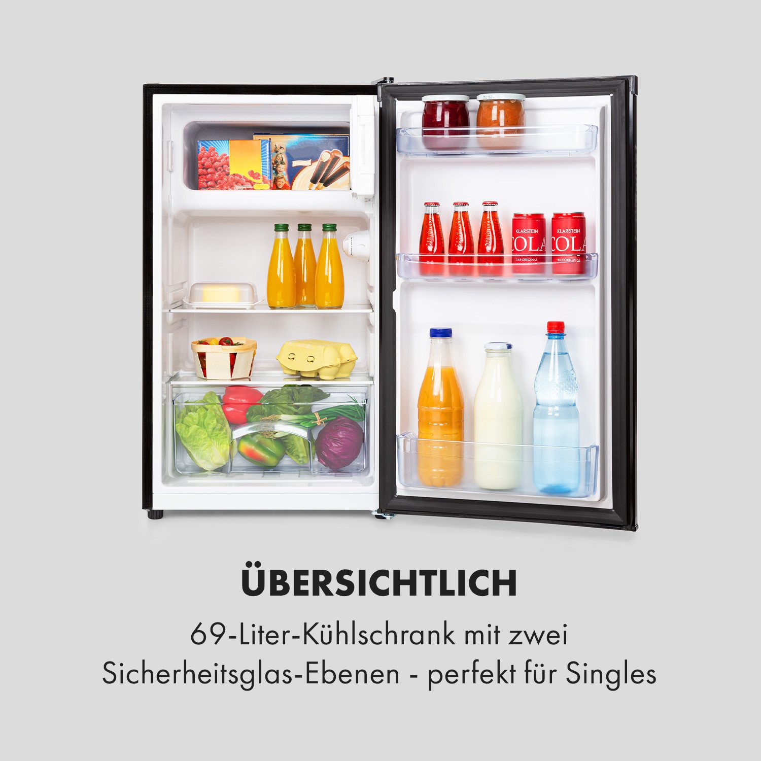 Klarstein Kühl-/Gefrierkombination Cool Cousin, 50 cm hoch, 48 cm breit, Kühl-Gefrier-Kombination höhenverstellbare 80 L
