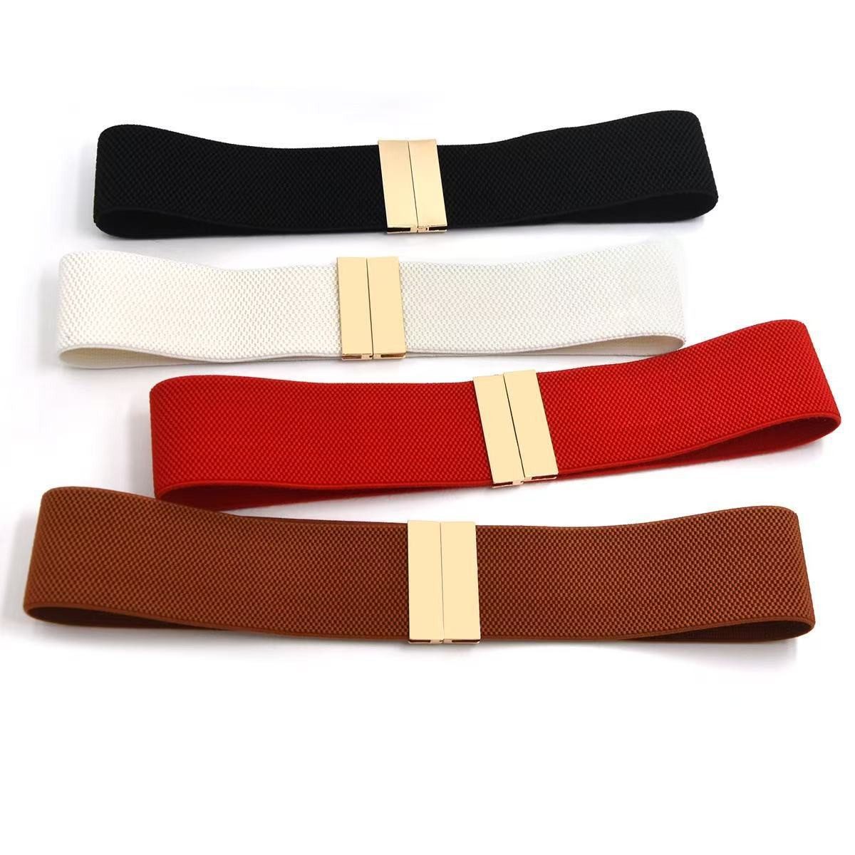 Bwecuy Taillengürtel Breite Elastische Taillengürtel für Frauen Retro Stretchgürtel Taillenbund, dekorativer Gürtel für Kleider, Hemden, Hosen – Bild 3 von 5