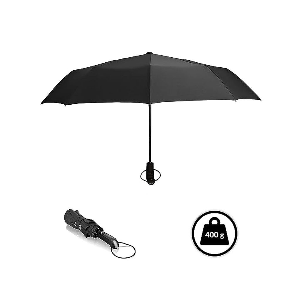 mit AKKEE Auf-zu-Automatik, Damen & Herren Taschenregenschirm Taschenschirm für Schwarz
