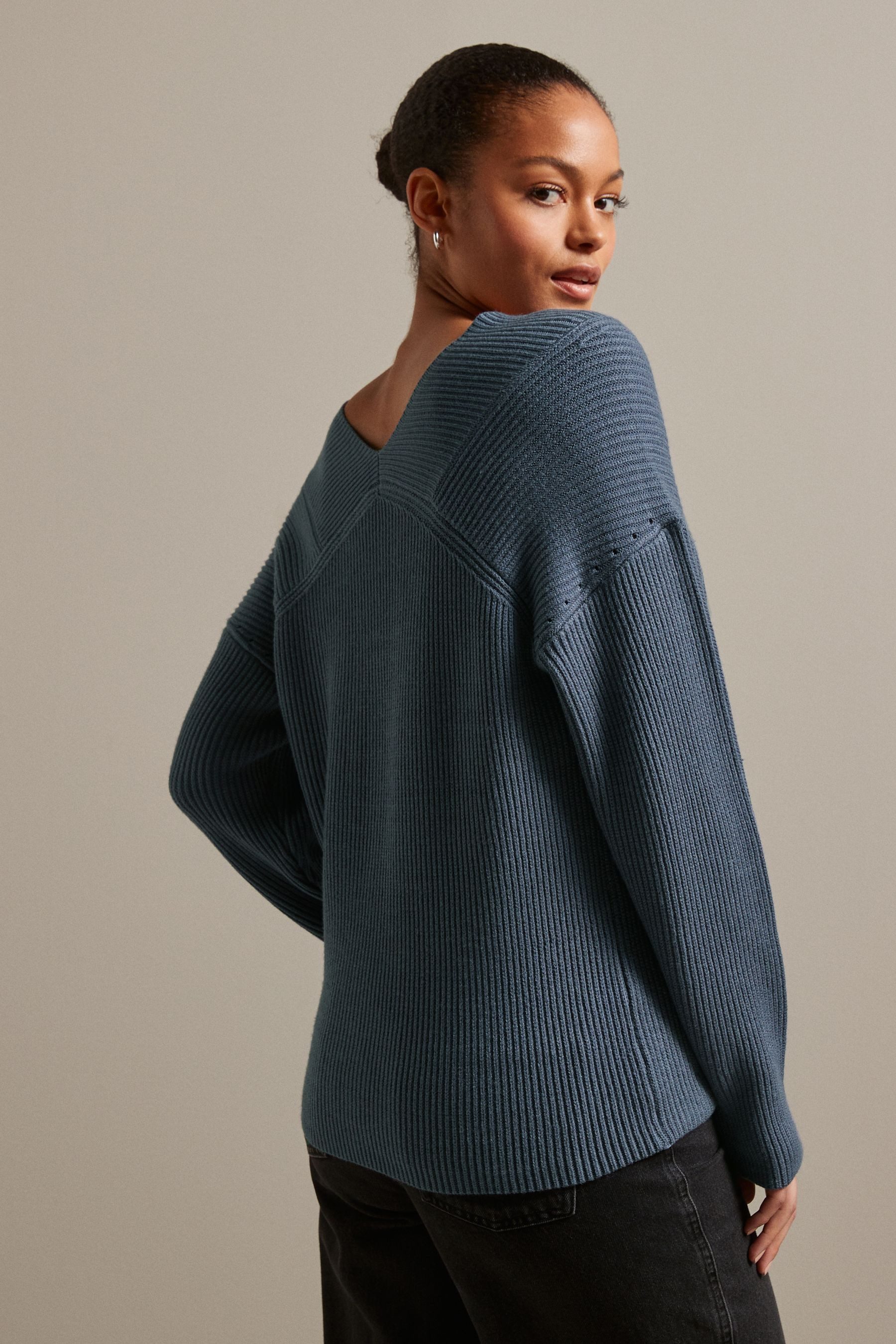 Next V-Ausschnitt-Pullover Ripp-Oberteil mit V-Ausschnitt (1-tlg) günstig online kaufen