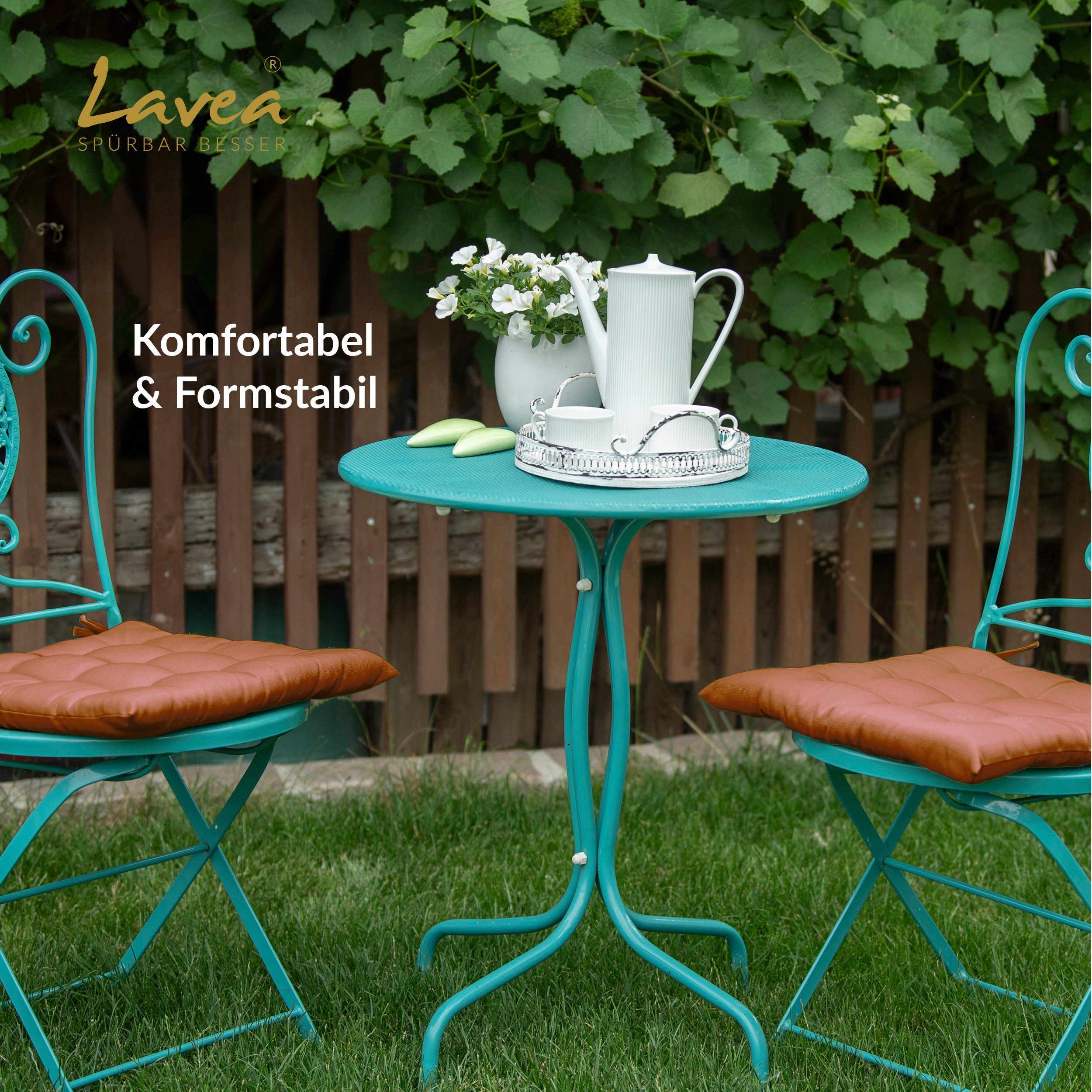 Lavea Stuhlkissen MONACO, Sitzkissen 4er Set – 40x40 cm, mit Stoffbändern, günstig online kaufen