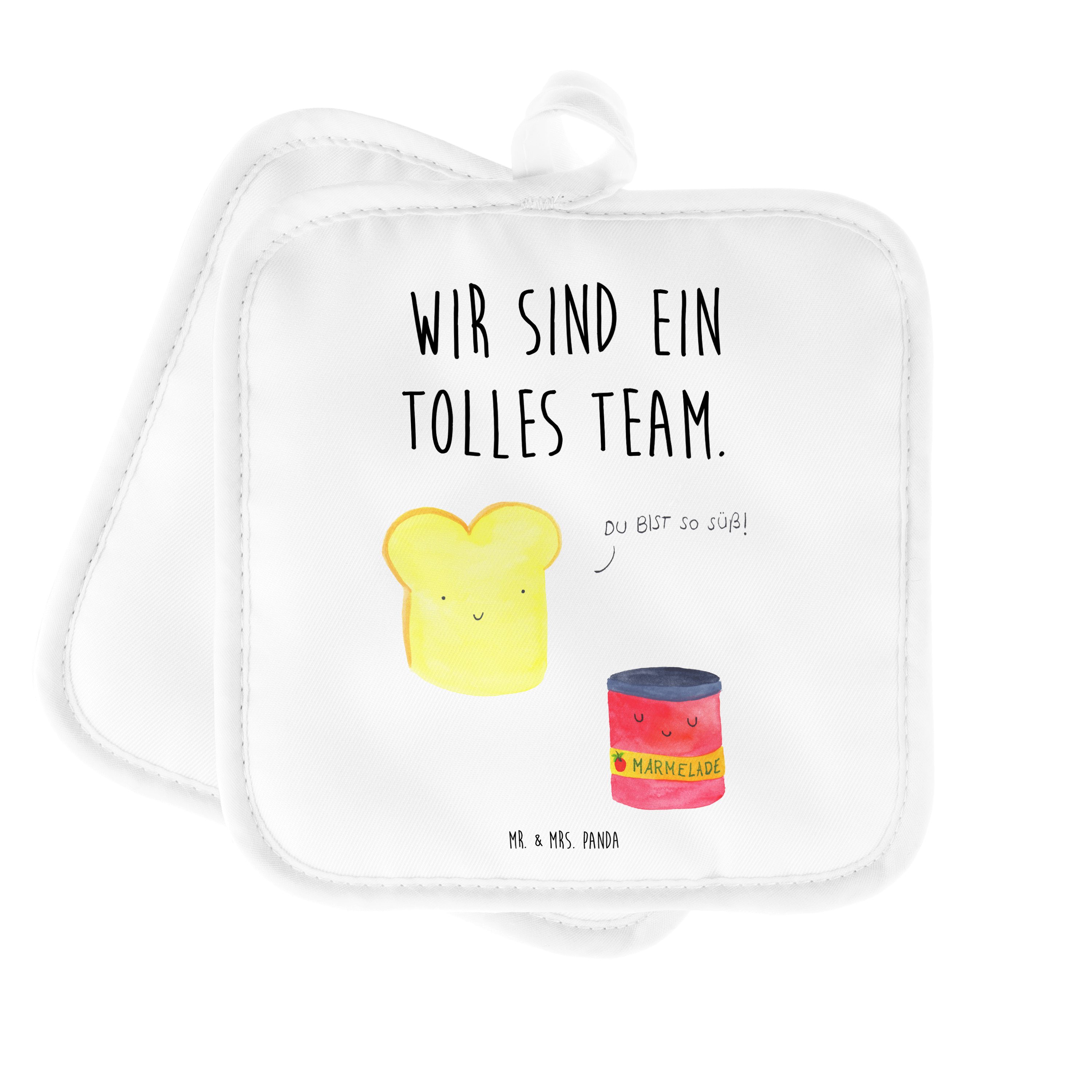 Mr. & Mrs. Panda Topflappen Toast & Marmelade - Weiß - Geschenk, Topflappen Set, Tiere, Topflappe, (1-tlg)