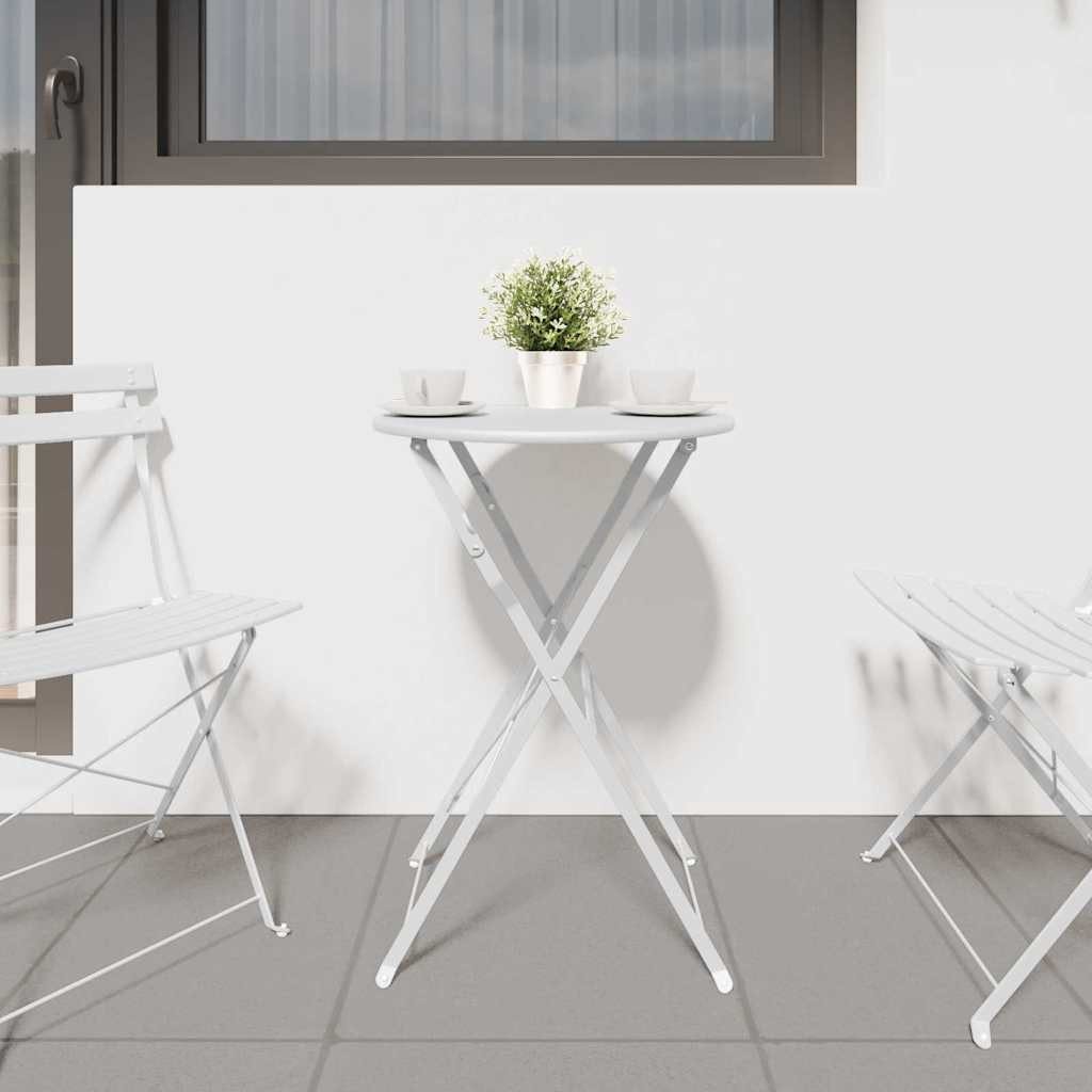 vidaXL Gartentisch Bistrotisch Weiß Ø 50 x 71 cm Pulverbeschichteter Stahl (1-St)