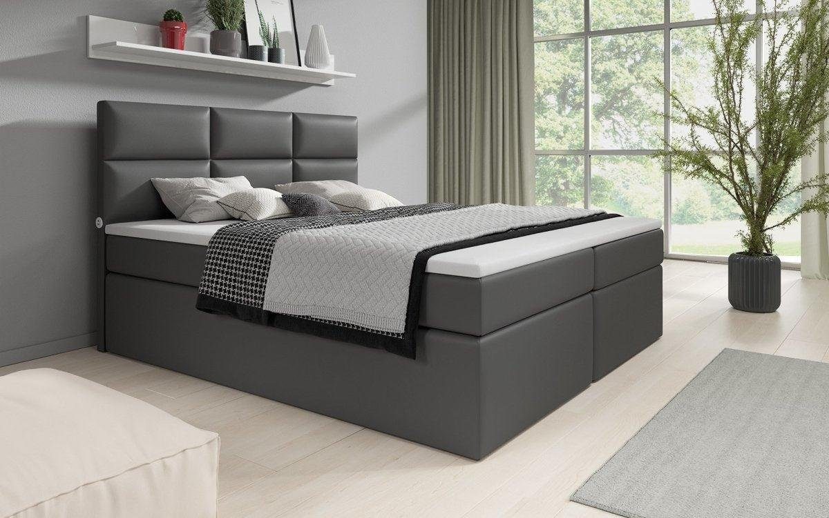 Luxusbetten24 Boxspringbett USB Stauraum und Grau Carito, mit