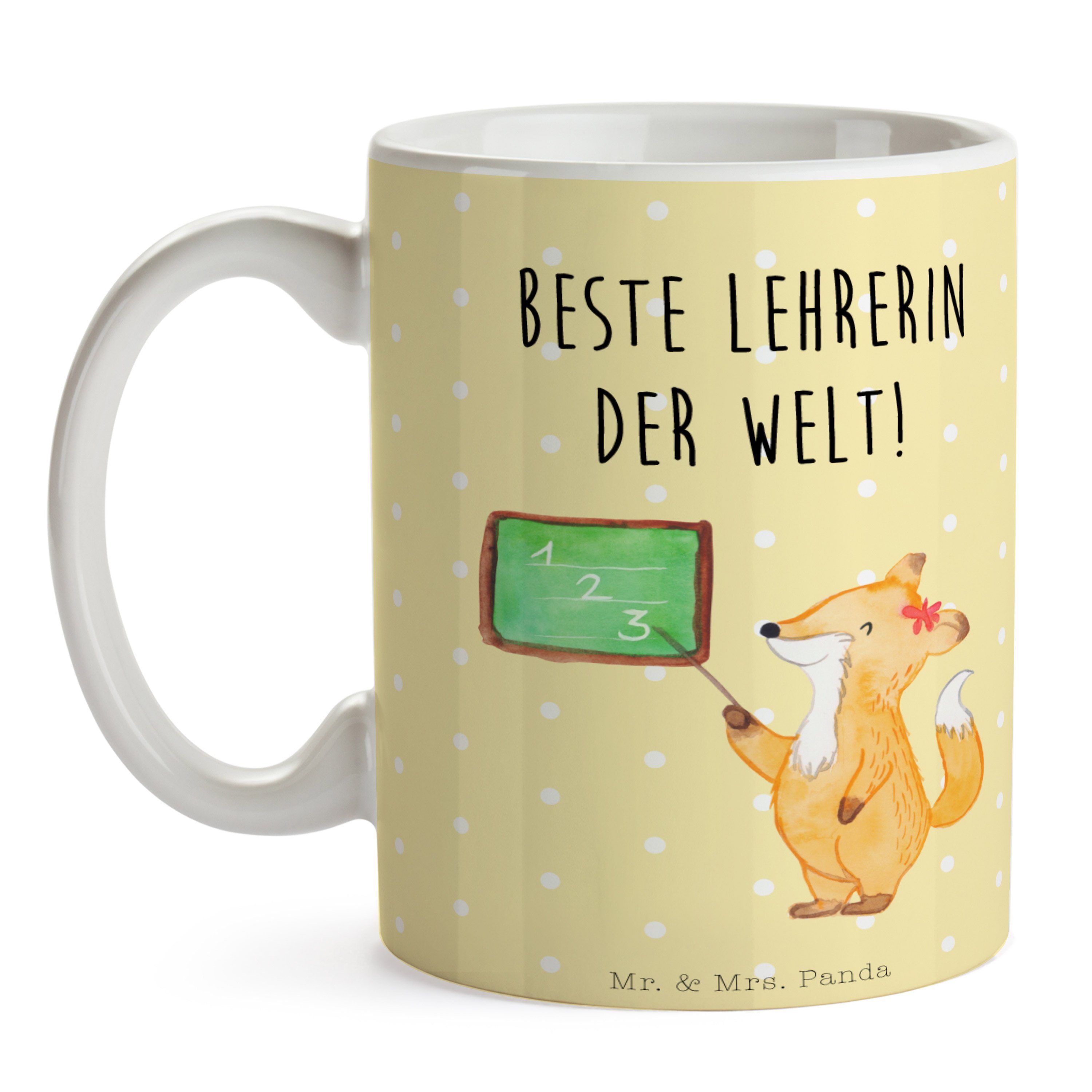 Mr. & Mrs. Panda Tasse - - Gelb Fuchs Geschenk, Pastell Keramik Kaffeebecher, Keramiktasse, Lehrerin