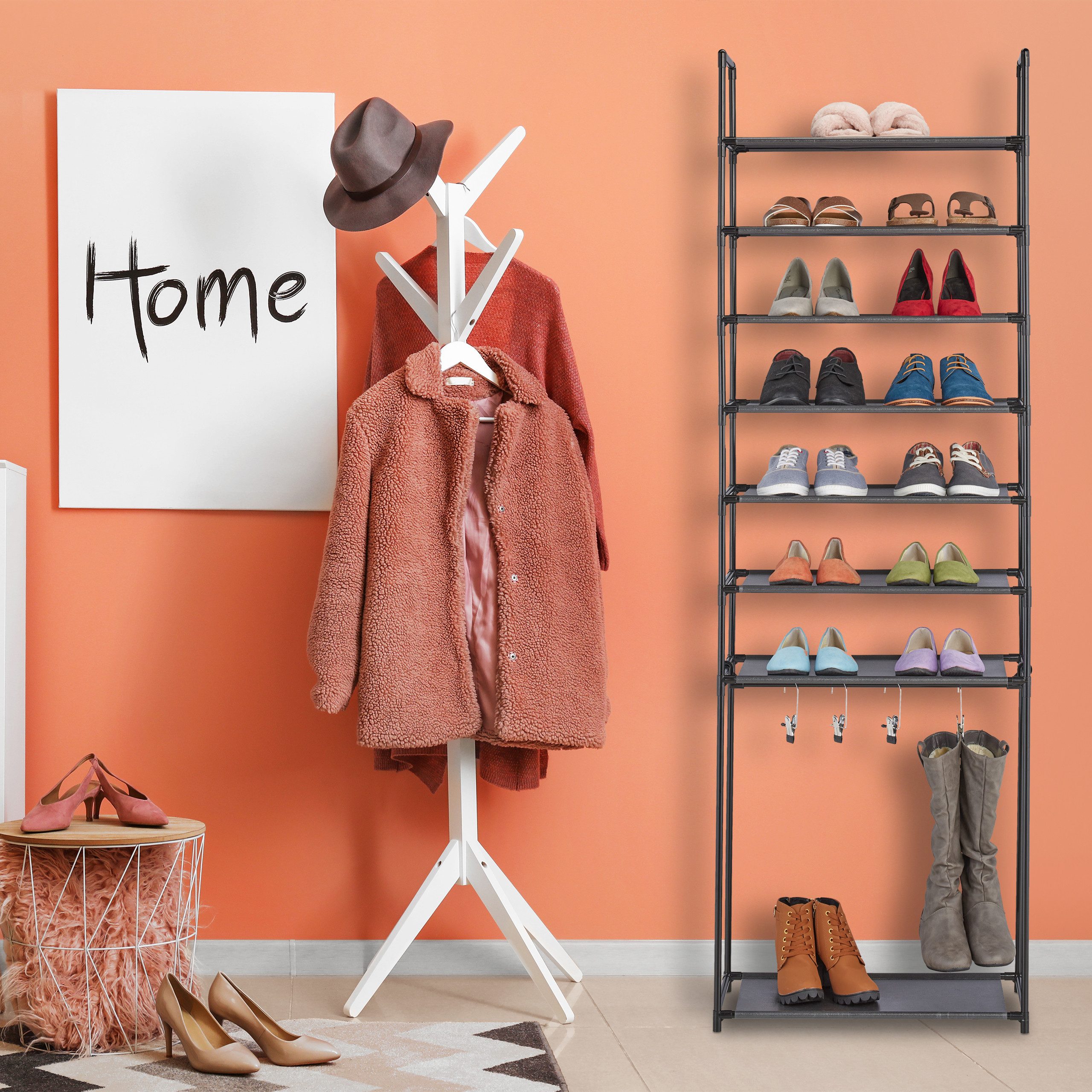 relaxdays Schuhregal mit 8 Ebene, Schwarz günstig online kaufen