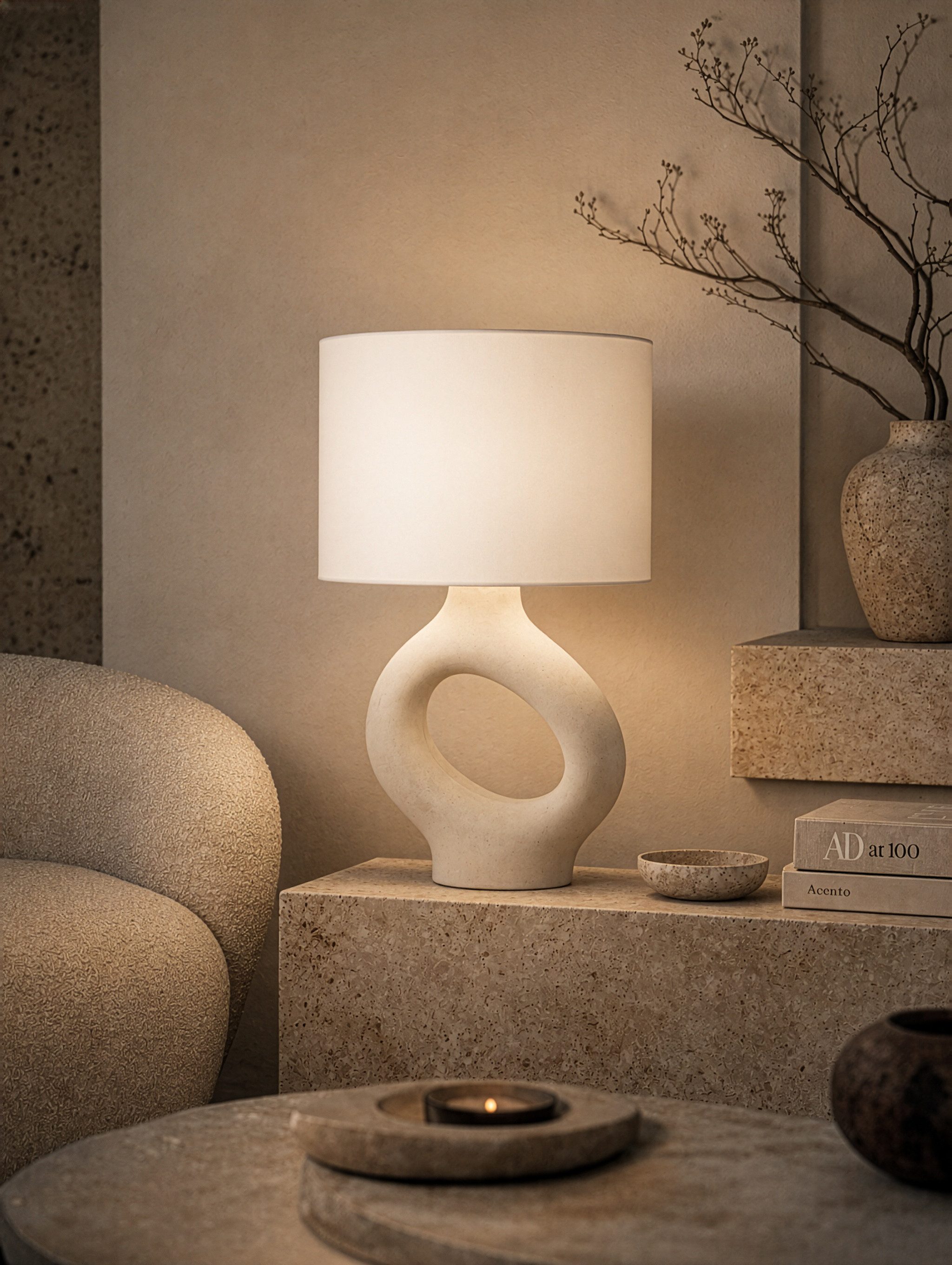 HOME DELUXE Tischleuchte Tischlampe asymmetrisch LOLA, zeitlose Farbkombination, asymmetrische Lampe, Nachtischlampe
