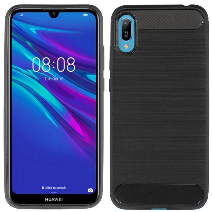 cofi1453 Handyhülle Silikon Hülle Carbon für Huawei Y6 2019 Case Cover Schutzhülle Bumper