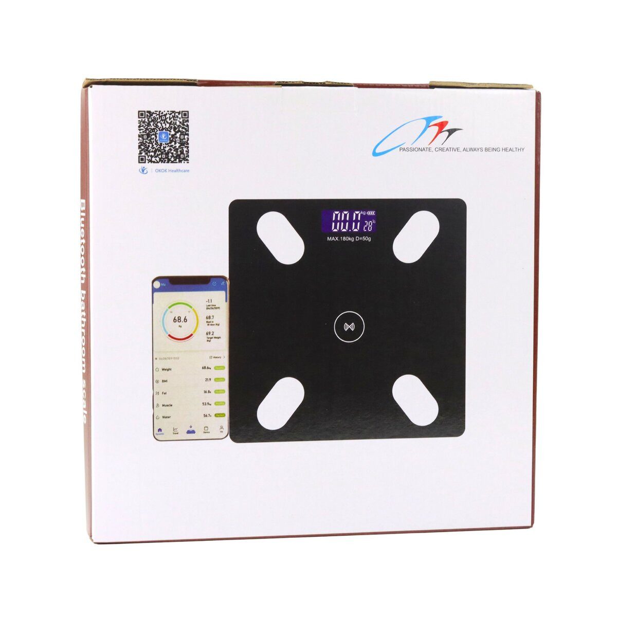 Wisam Körper-Analyse-Waage Smart Personenwaage Bluetooth BMI BMR Analyse Waage