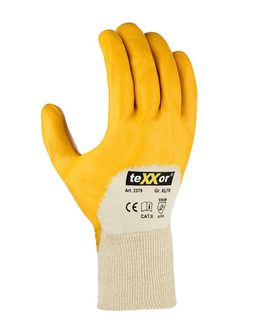 12 Paar Nitril-Handschuhe Gelb – Gr. M, EN388 Cat.2, Leicht Und Robust