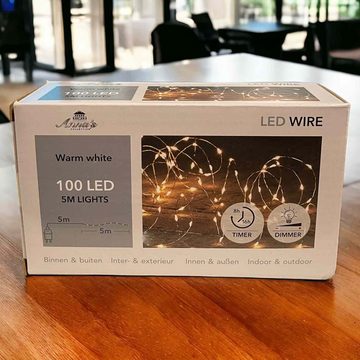 Coen Bakker Deco BV LED-Lichterkette, Draht Außen 100 LED warmweiß Dimmer Timer 4,95m
