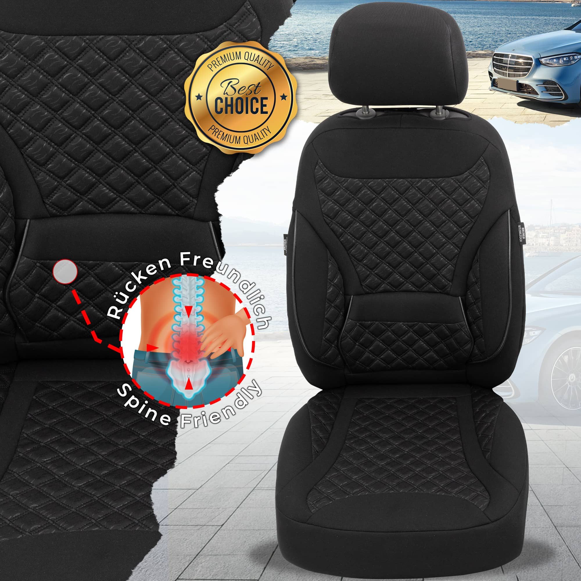 BREMER SITZBEZÜGE Autositzbezug für Skoda Octavia 3 Typ 5E Bj 2013-20 (ZM4), Set, Schonbezüge Sitzbezüge Fahrer und Beifahrer, in Schwarz