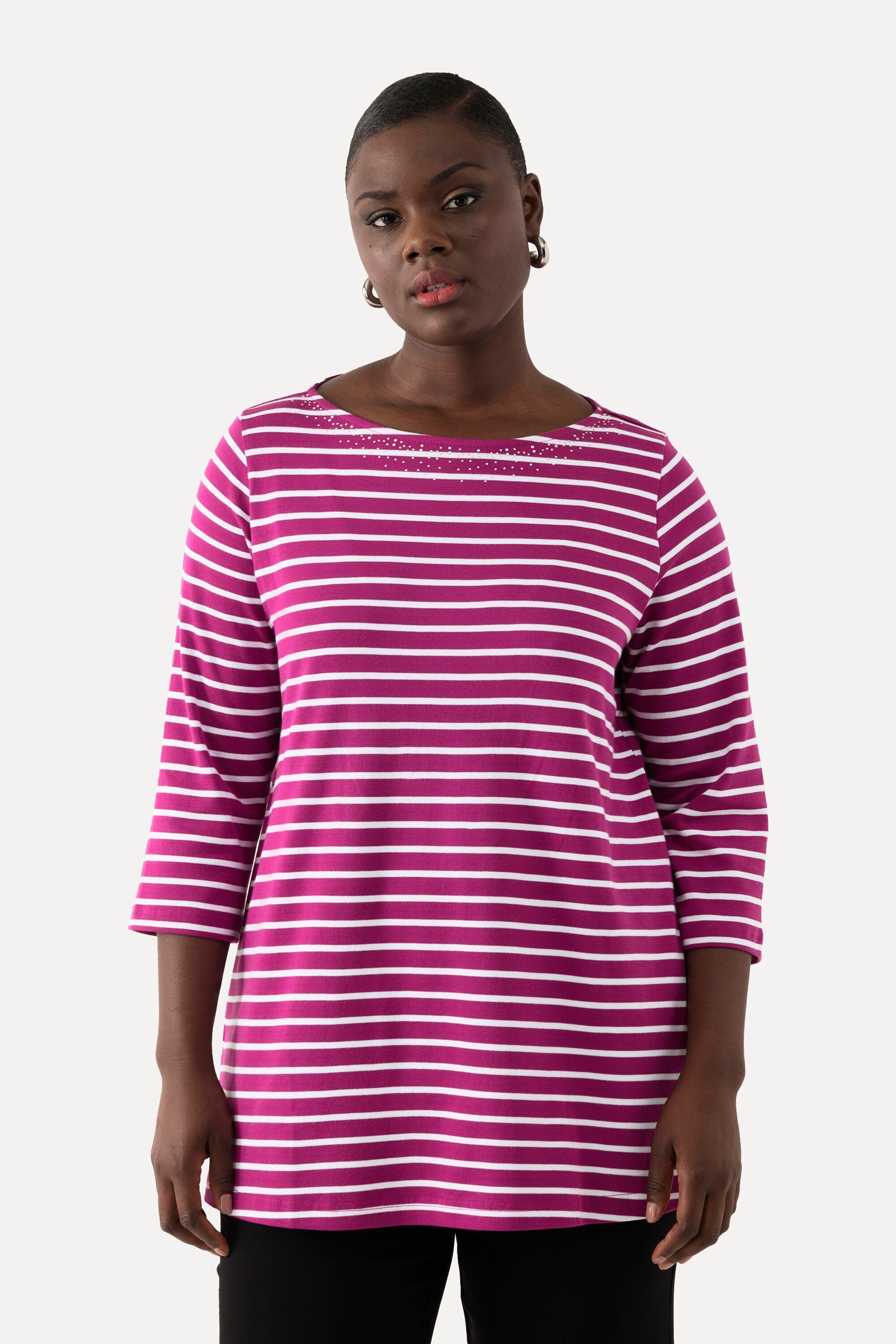 Ulla Popken T-Shirt Ringelshirt Pima Cotton günstig online kaufen