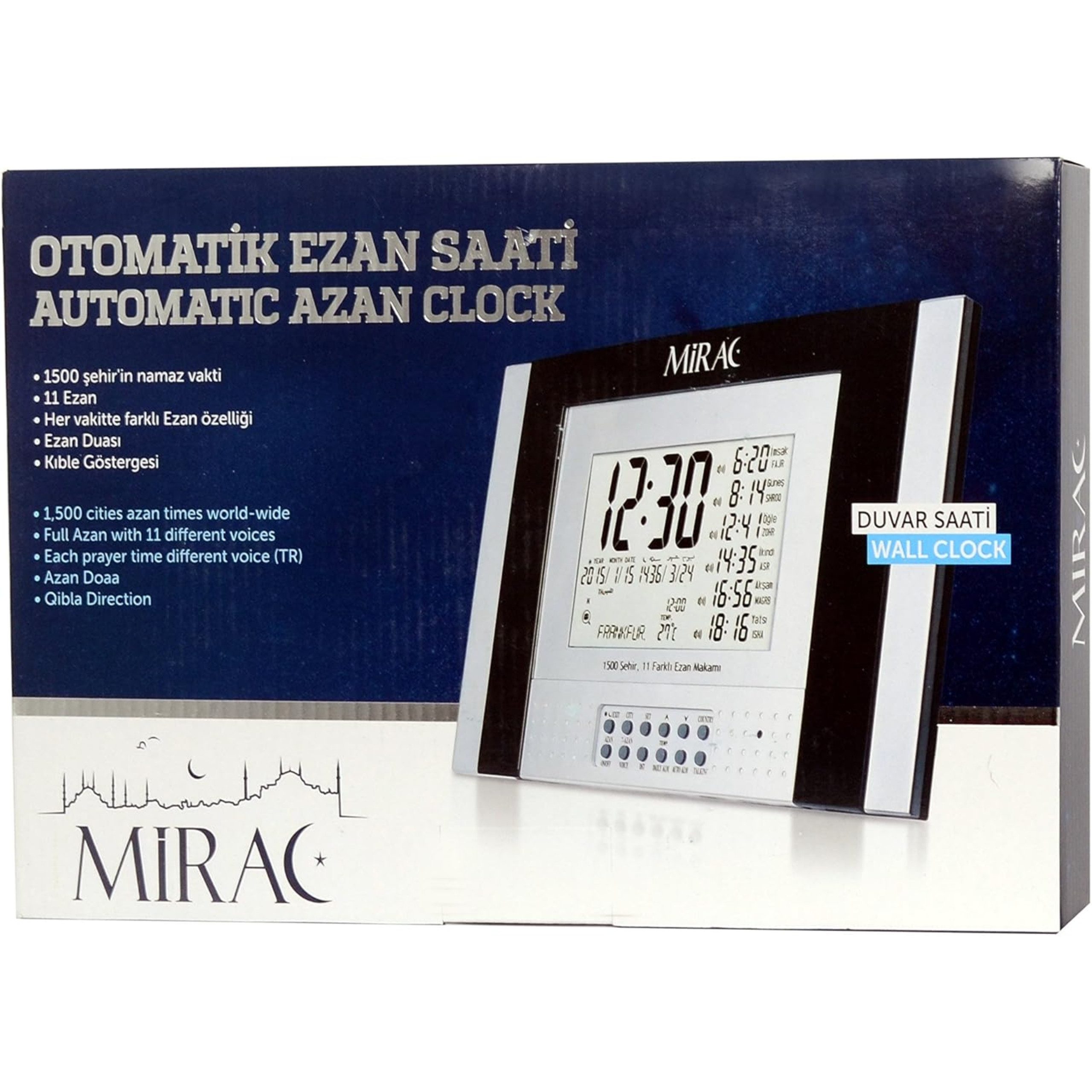 Bioxcin Wanduhr Mirac Ezan Azan Automatische Wanduhr mit Gebetszeiten & Qib günstig online kaufen