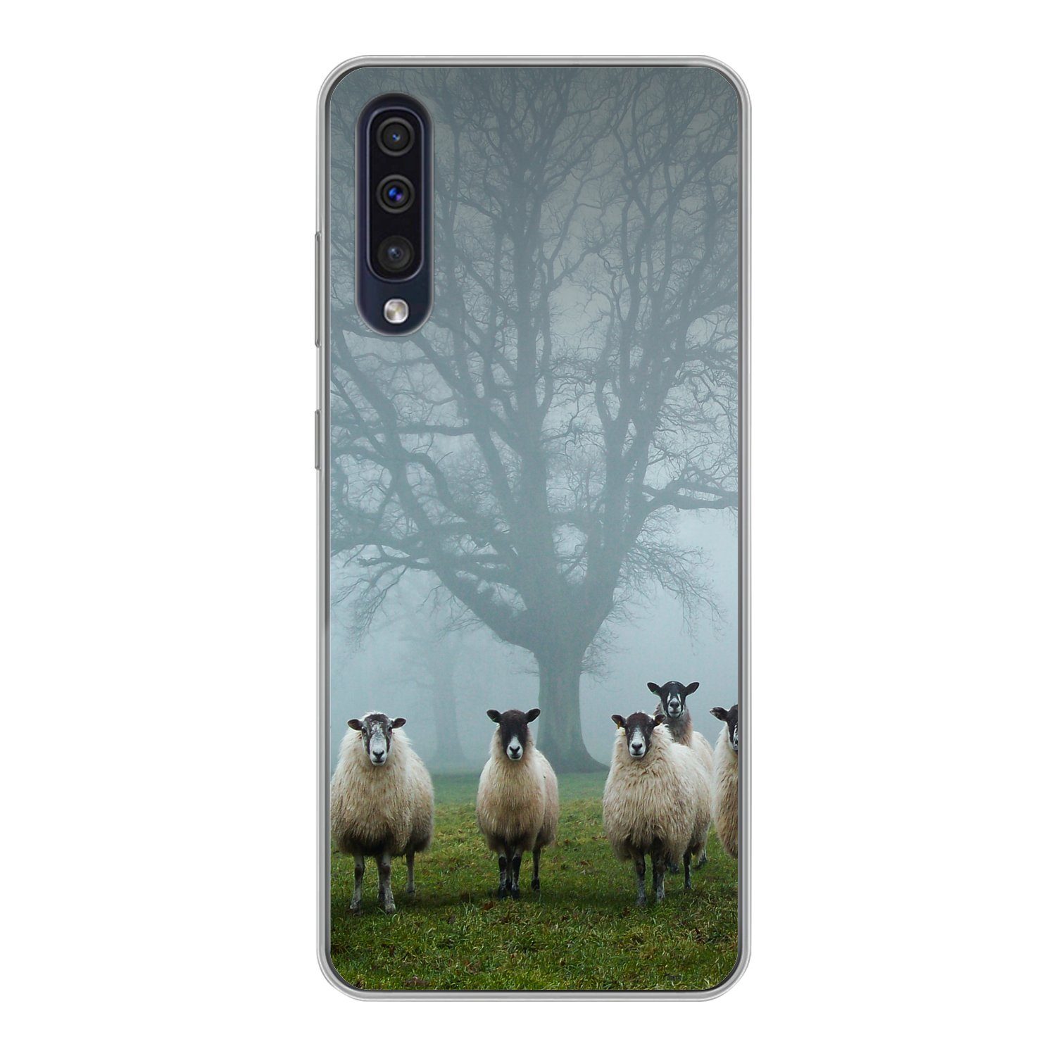 Handyhülle für Samsung Galaxy A30s Schaf - Baum - Nebel